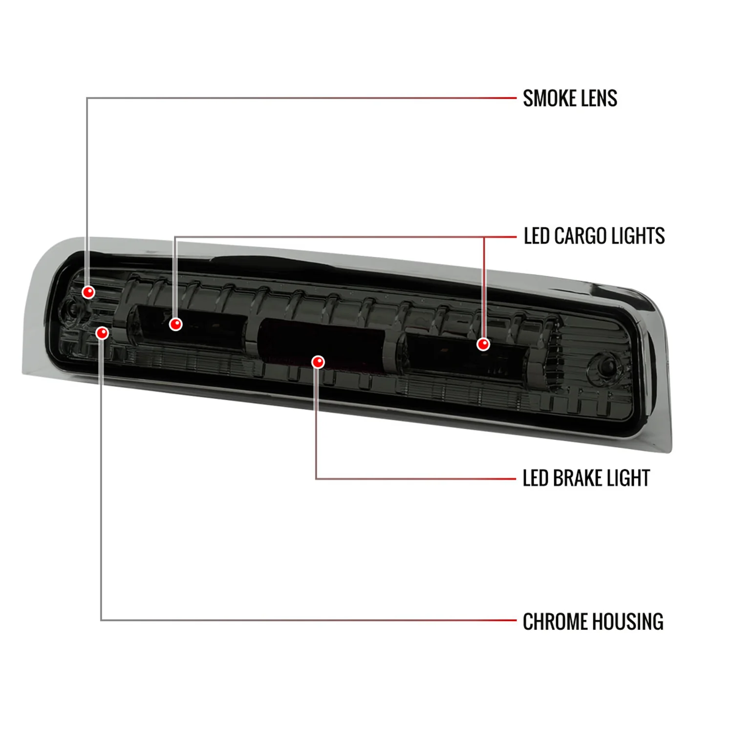 2009-2013 Dodge RAM SMD LED 3rd Brake Light Chrome Housing/Smoke Lens - Image 8