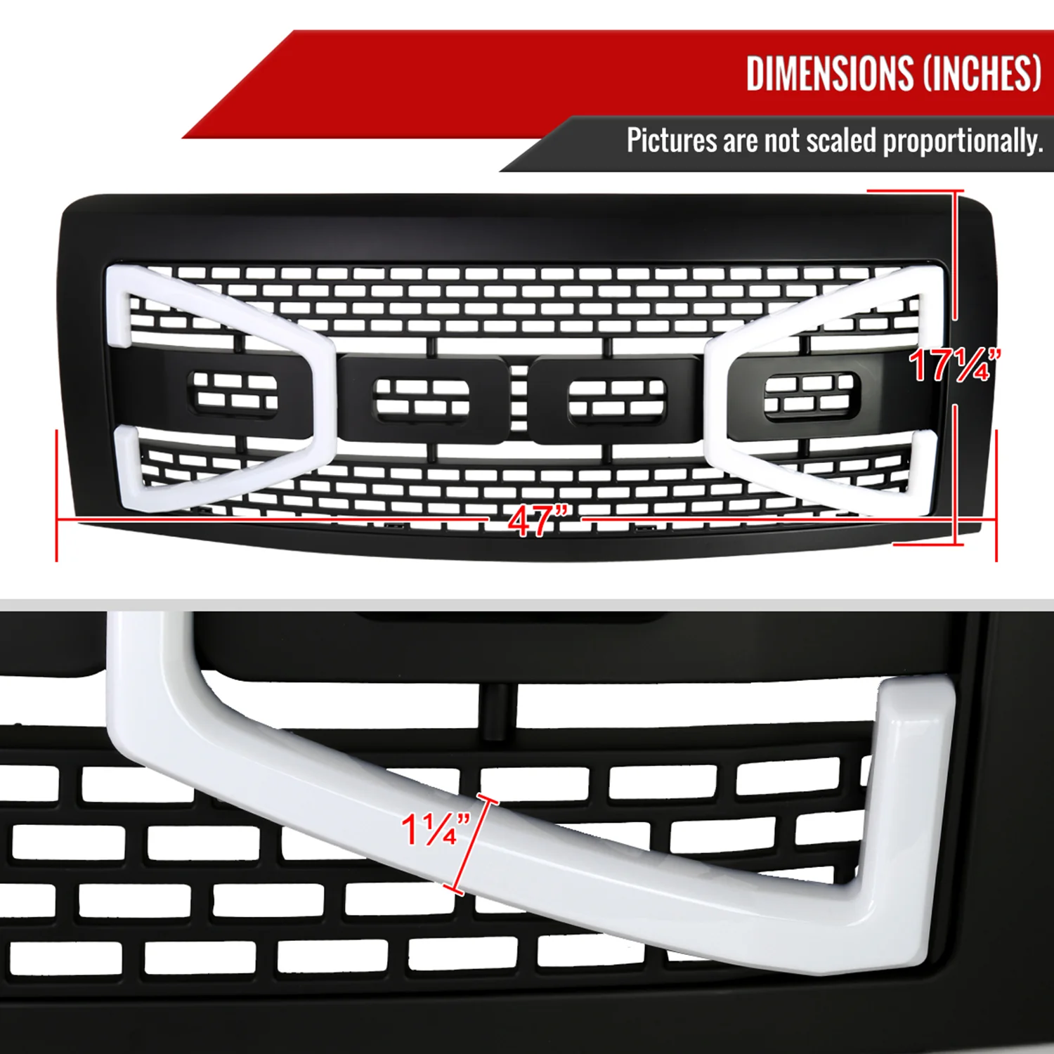 2009-2014 Ford F-150 Black Raptor Style Mesh Grille with LED Light Bar - Image 2