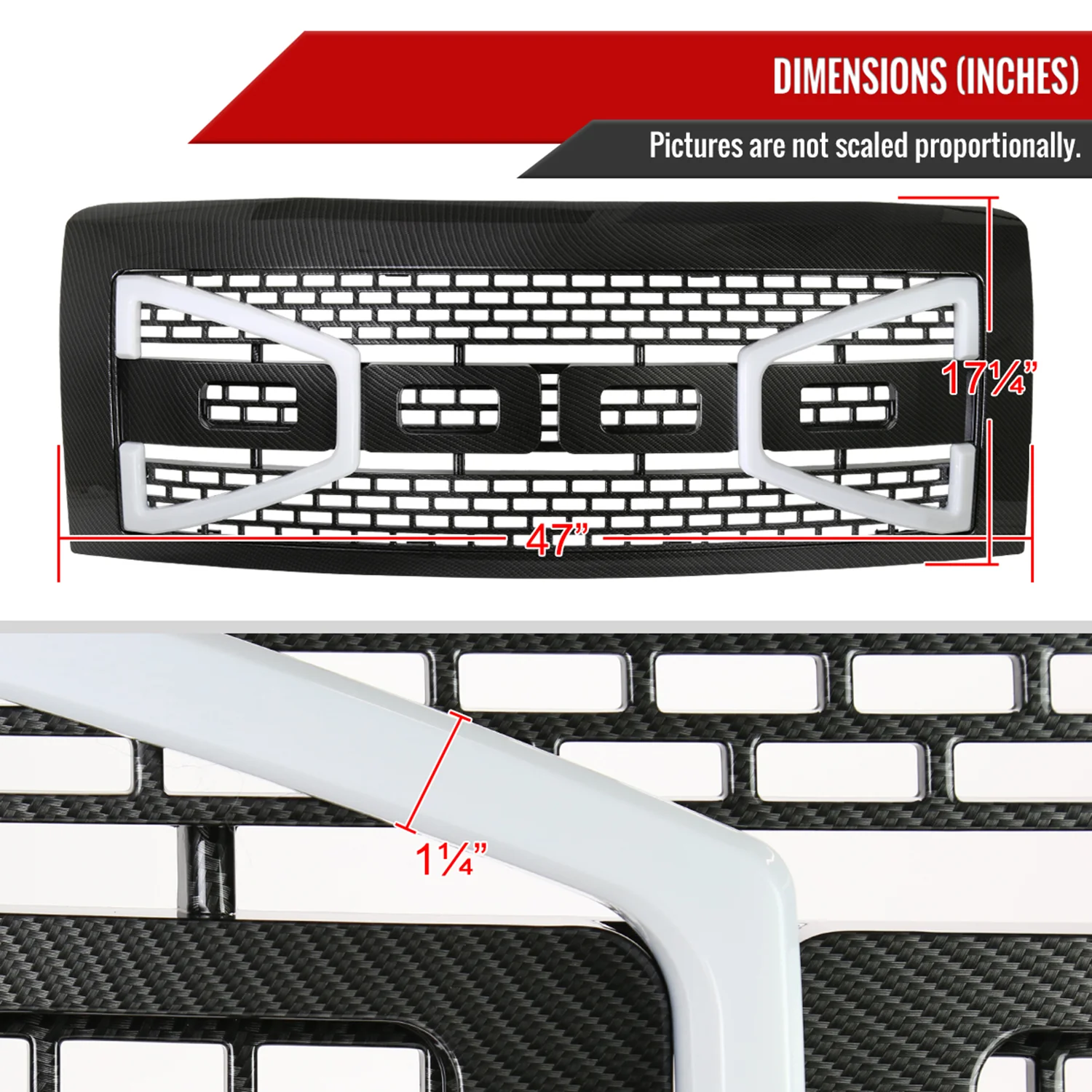 2009-2014 Ford F-150 Carbon Fiber Look Raptor Mesh Grille w/LED Light Bar - Image 2
