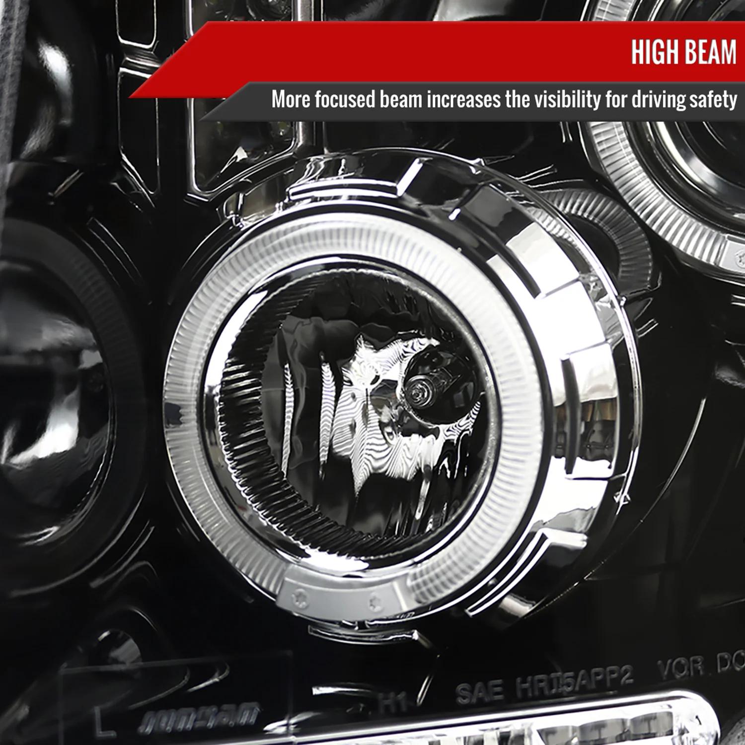 2009-2014 Ford F-150 Dual Halo Projector Headlights Jet Black/Clear Lens - Image 4