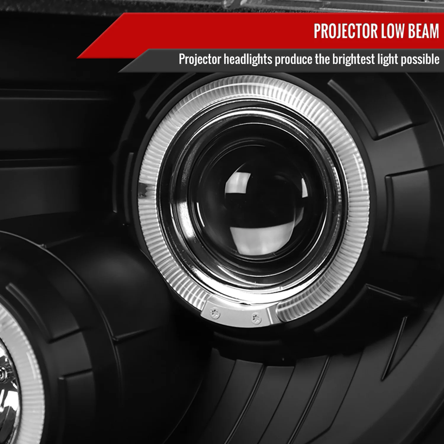 2009-2014 Ford F-150 Dual Halo Projector Headlights Matte Black/Clear Lens - Image 3