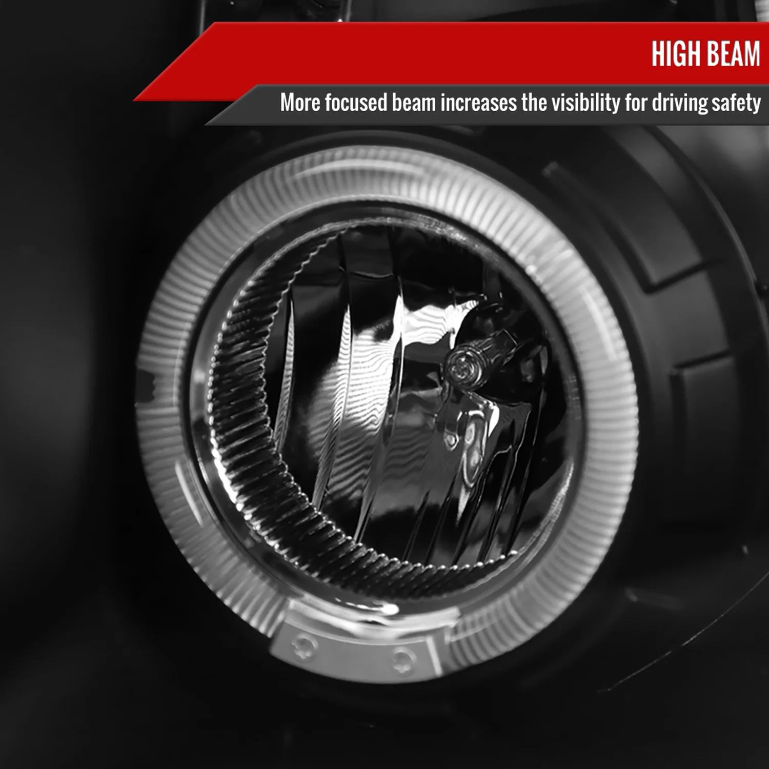 2009-2014 Ford F-150 Dual Halo Projector Headlights Matte Black/Clear Lens - Image 4