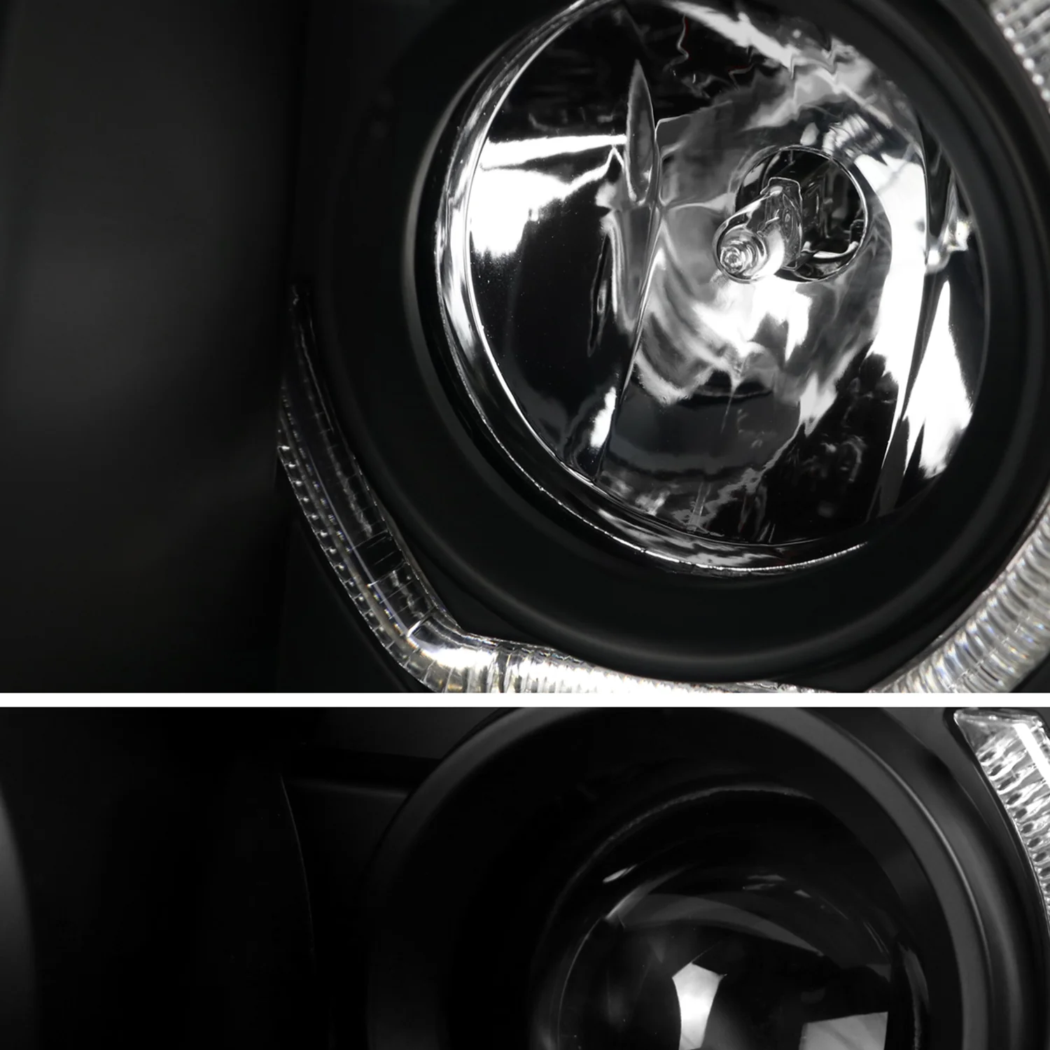 2009-2014 Ford F-150 Dual U-Ring Halo Projector Headlights LED Light Black - Image 3