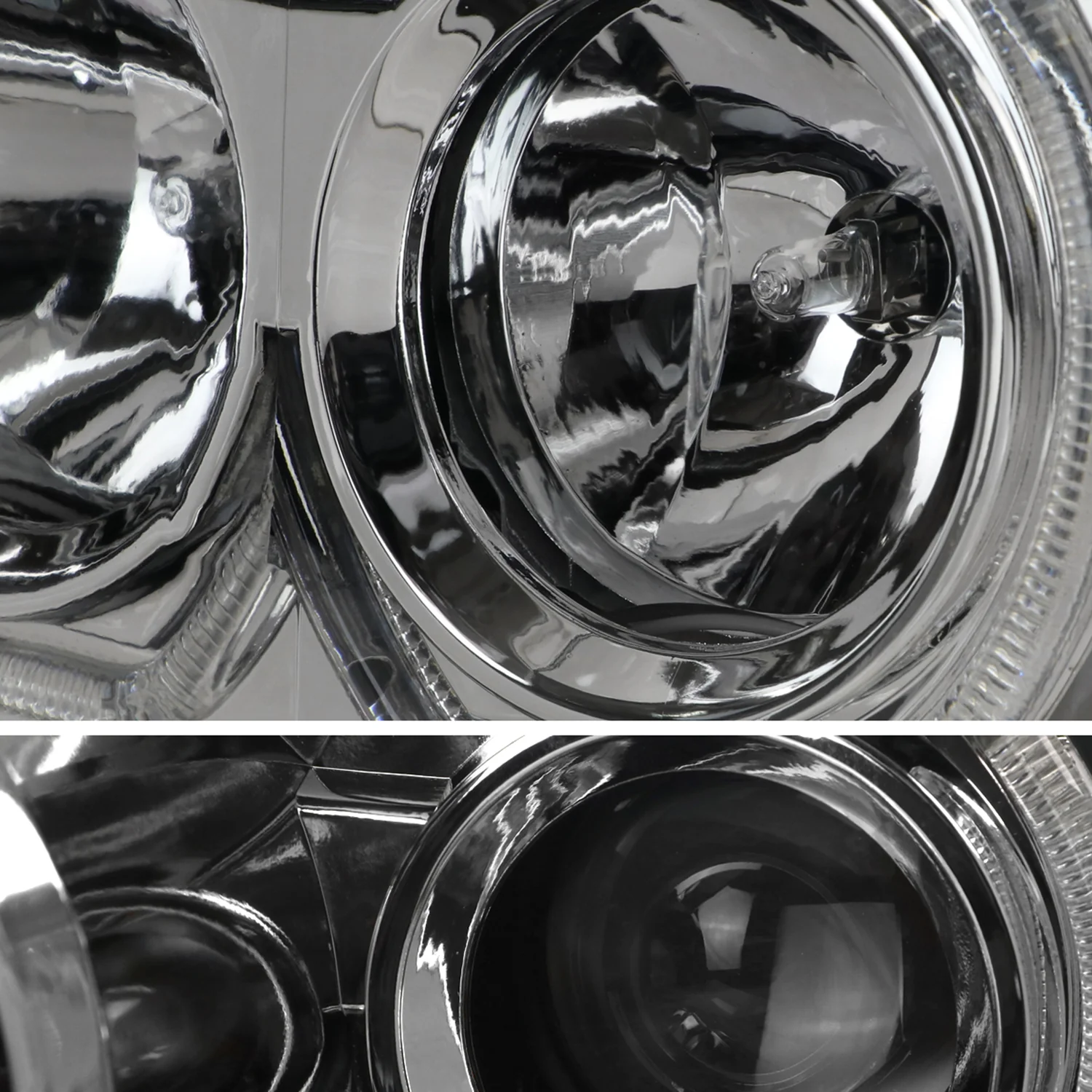 2009-2014 Ford F-150 Dual U-Ring Halo Projector Headlights LED Light Chrome - Image 3