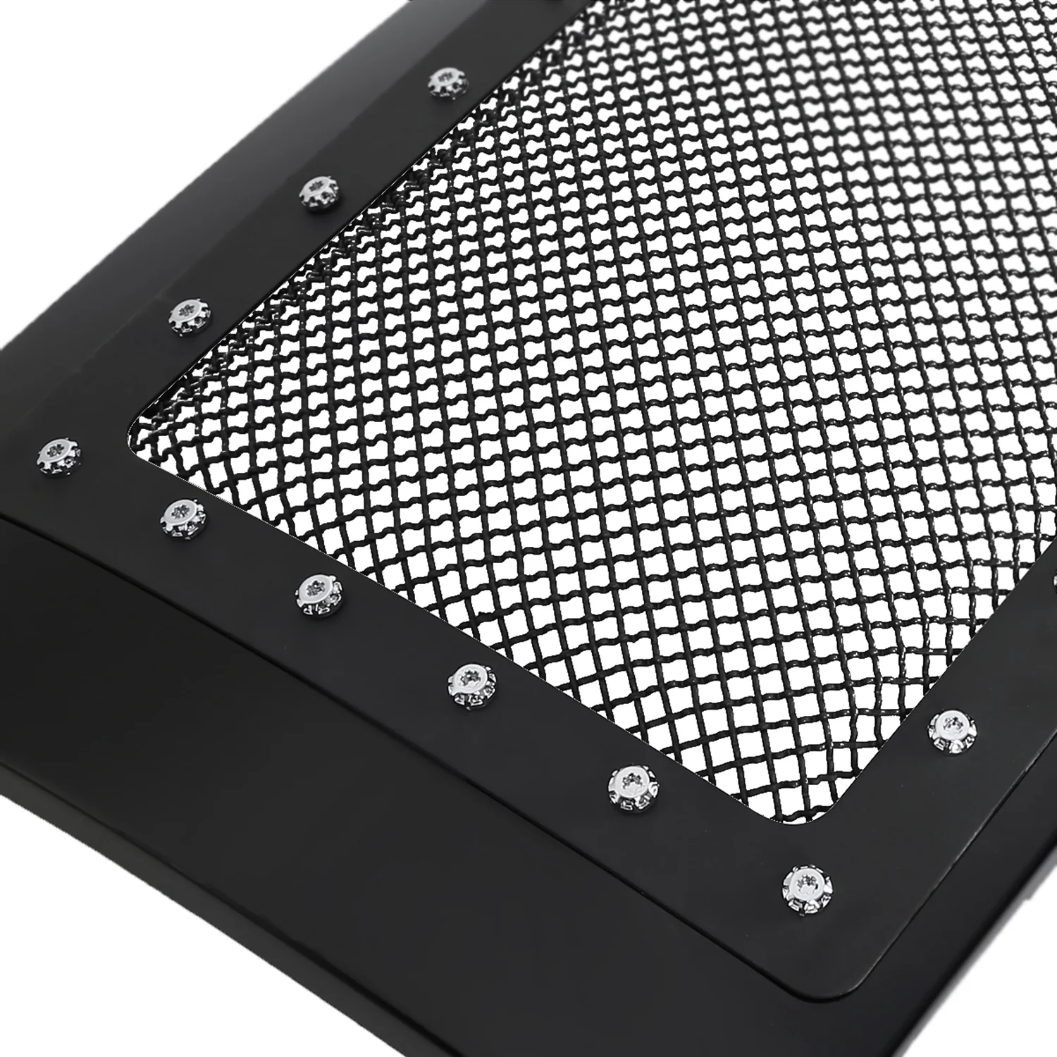 2009-2014 Ford F-150 Glossy Black ABS Rivet Style Grille w/ S.Steel Mesh - Image 2