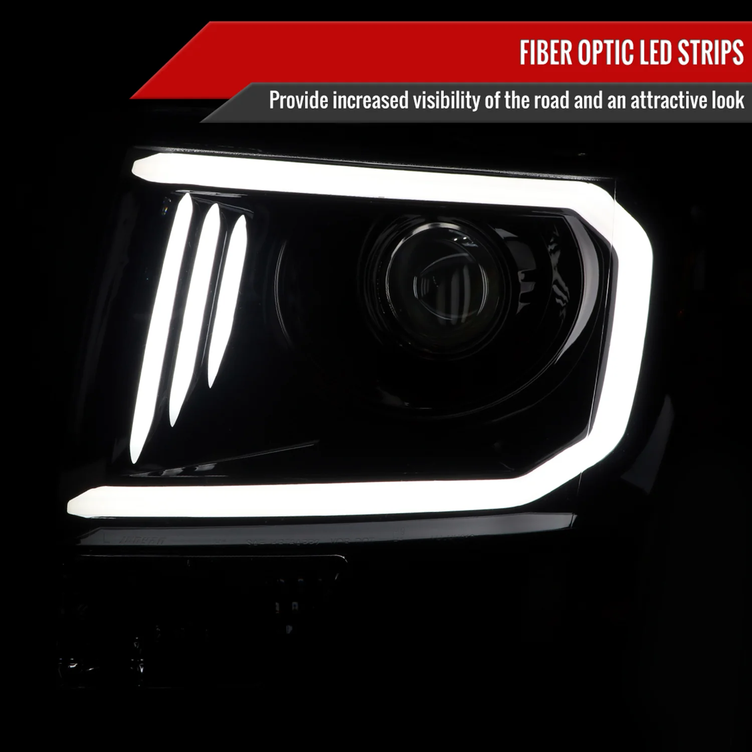 2009-2014 Ford F-150 LED C-Bar Projector Headlights Glossy Black/Smoke Lens - Image 2