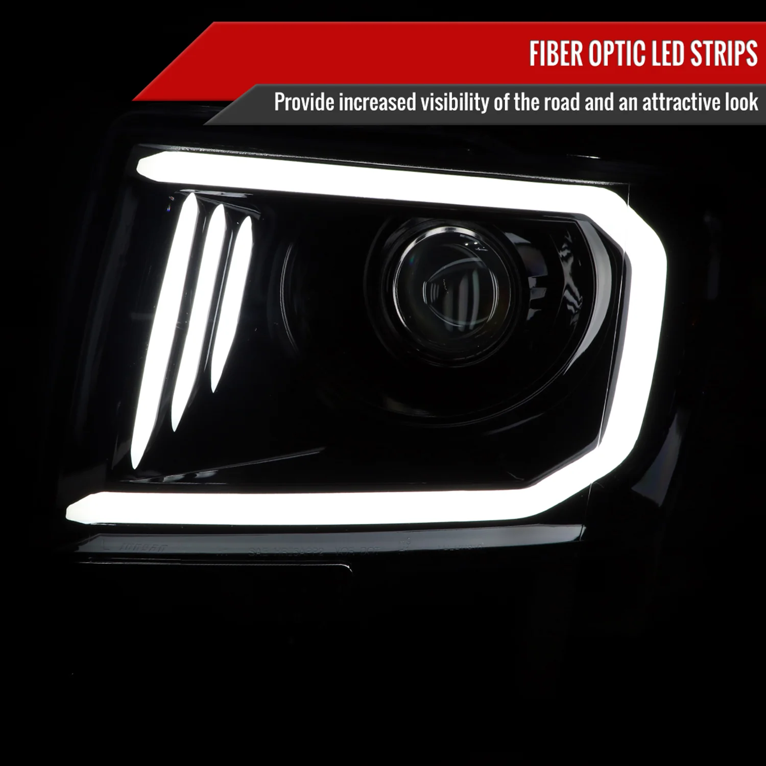 2009-2014 Ford F-150 LED C-Bar Projector Headlights Jet Black/Clear Lens - Image 2