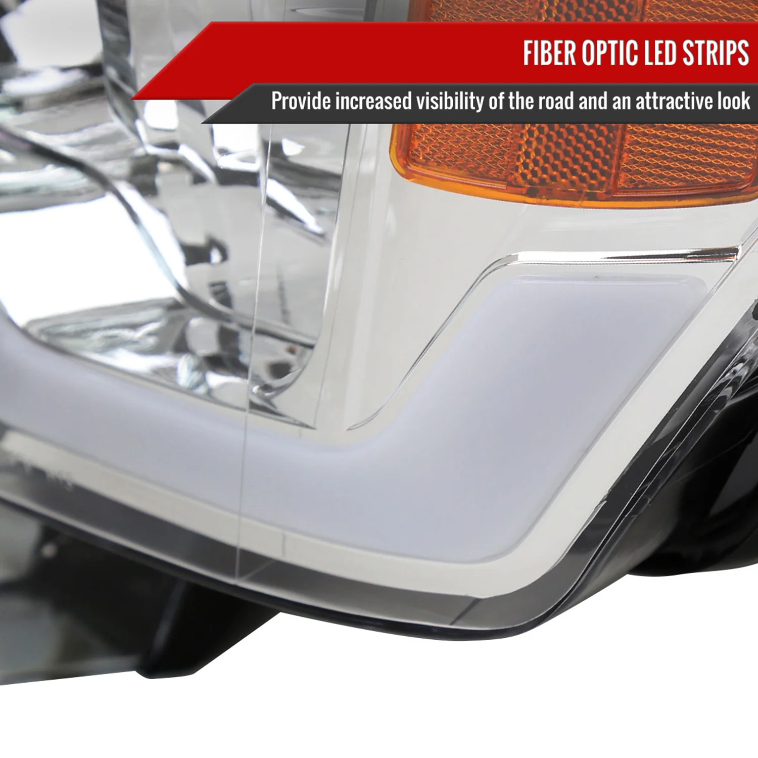 2009-2014 Ford F-150 LED Strip Projector Headlights Chrome/Clear Lens - Image 4