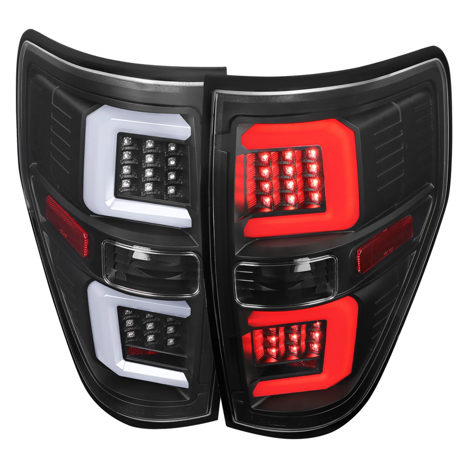 2009-2014 Ford F-150 LED Tail Lights with LED Bar Matte Black/Clear Lens