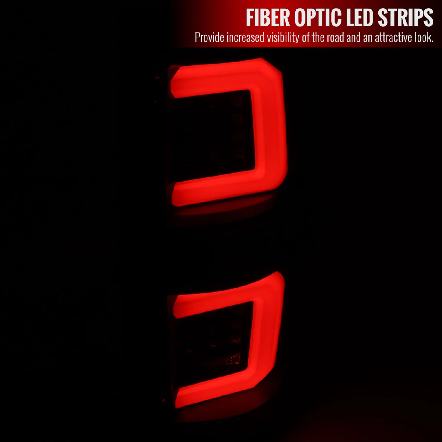 2009-2014 Ford F-150 LED Tail Lights with Red LED Bar Matte Black/Clear Lens - Image 2