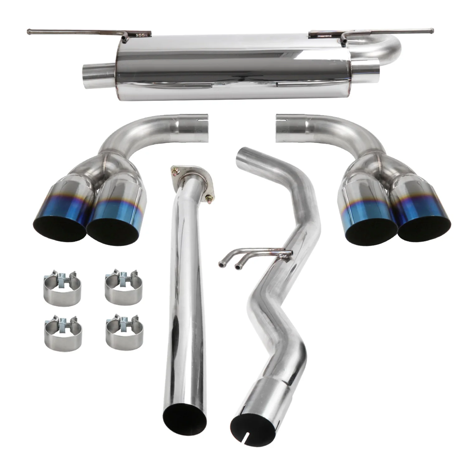 2009-2014 Hyundai Genesis Coupe 2.0T T-304 Steel Catback Exhaust Burnt Tip - Image 8