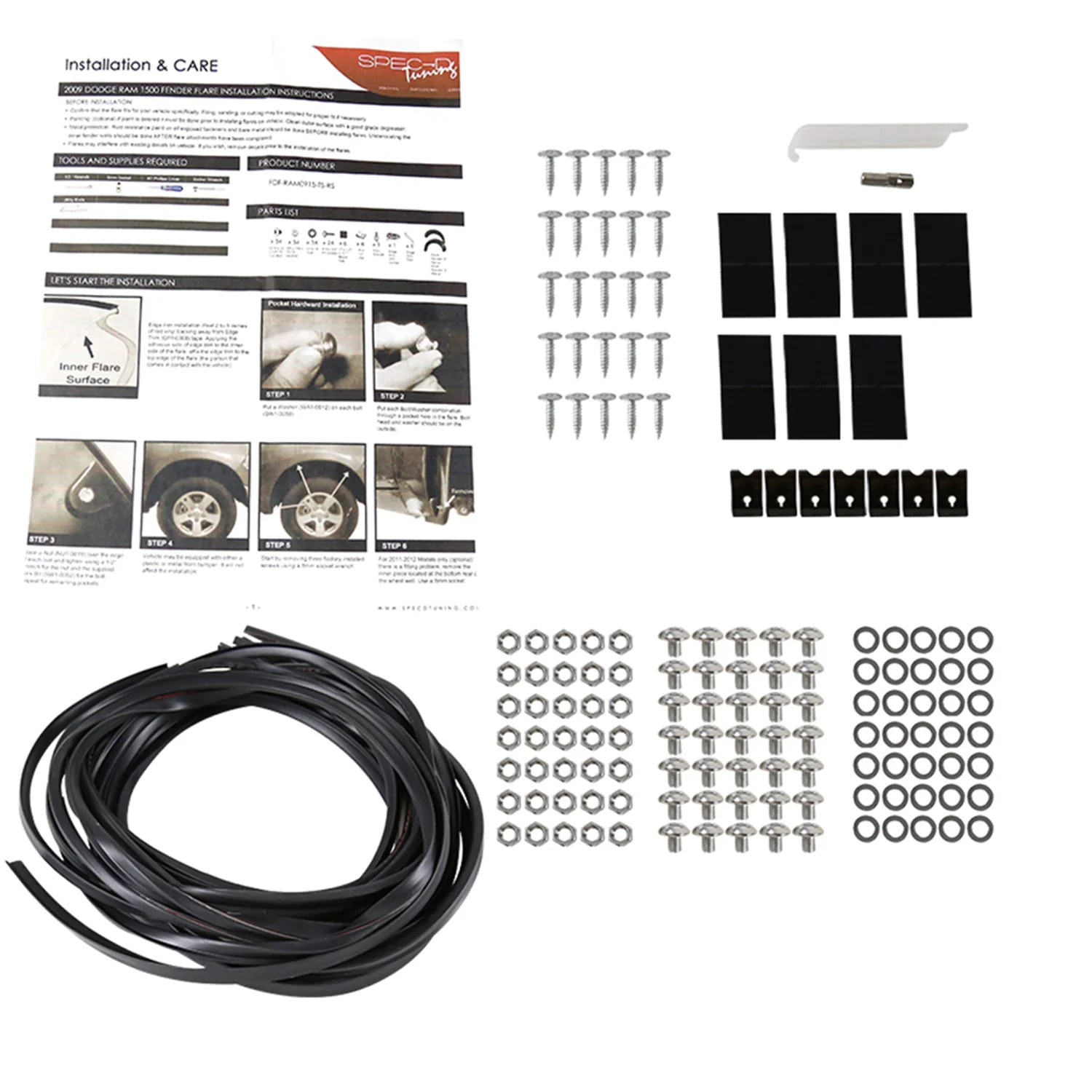 2009-2018 Dodge RAM 1500 / 2019-2021 RAM Classic Textured Rivet Fender Flares - Image 9