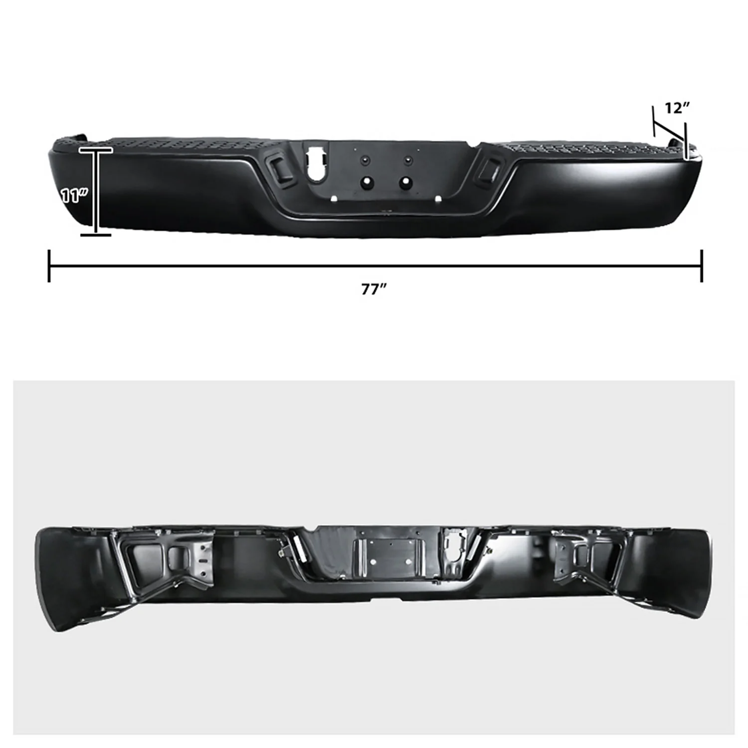 2009-2018 Dodge RAM 1500 2500 3500 Black Steel Replacement Rear Step Bumper - Image 2