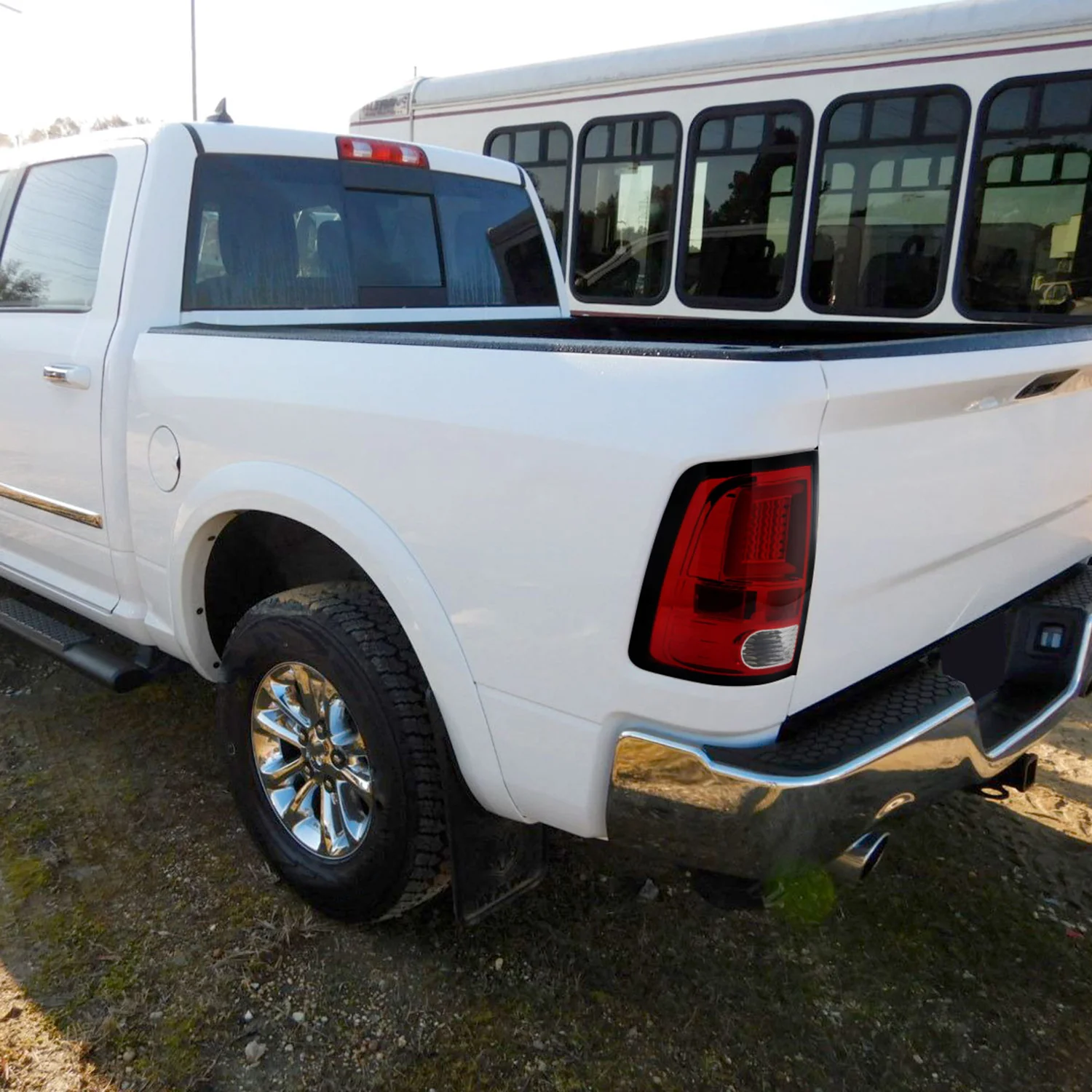 2009-2018 Dodge RAM 1500 2500 3500 White Bar LED Tail Lights Chrome/Red - Image 10