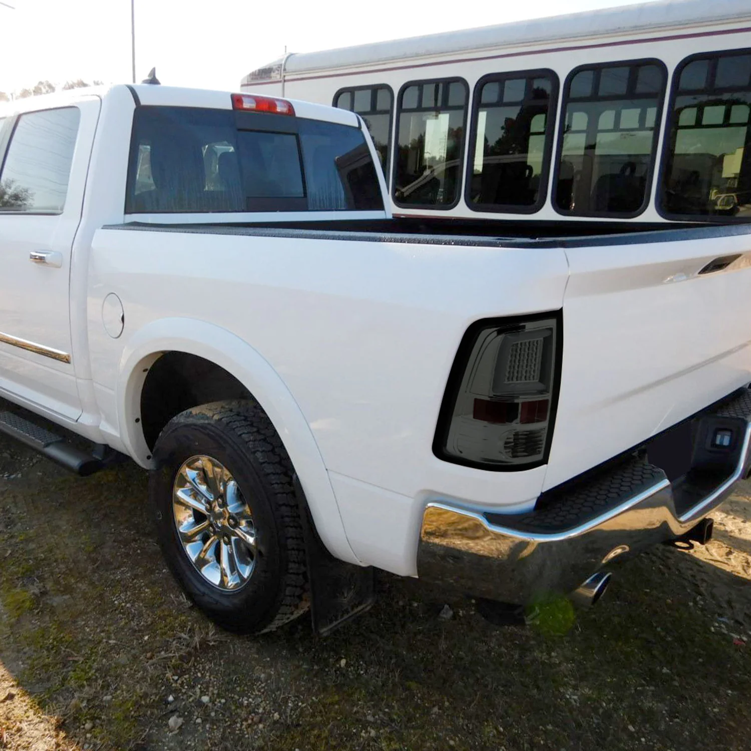 2009-2018 Dodge RAM 1500 2500 3500 White Bar LED Tail Lights Chrome/Smoke - Image 10