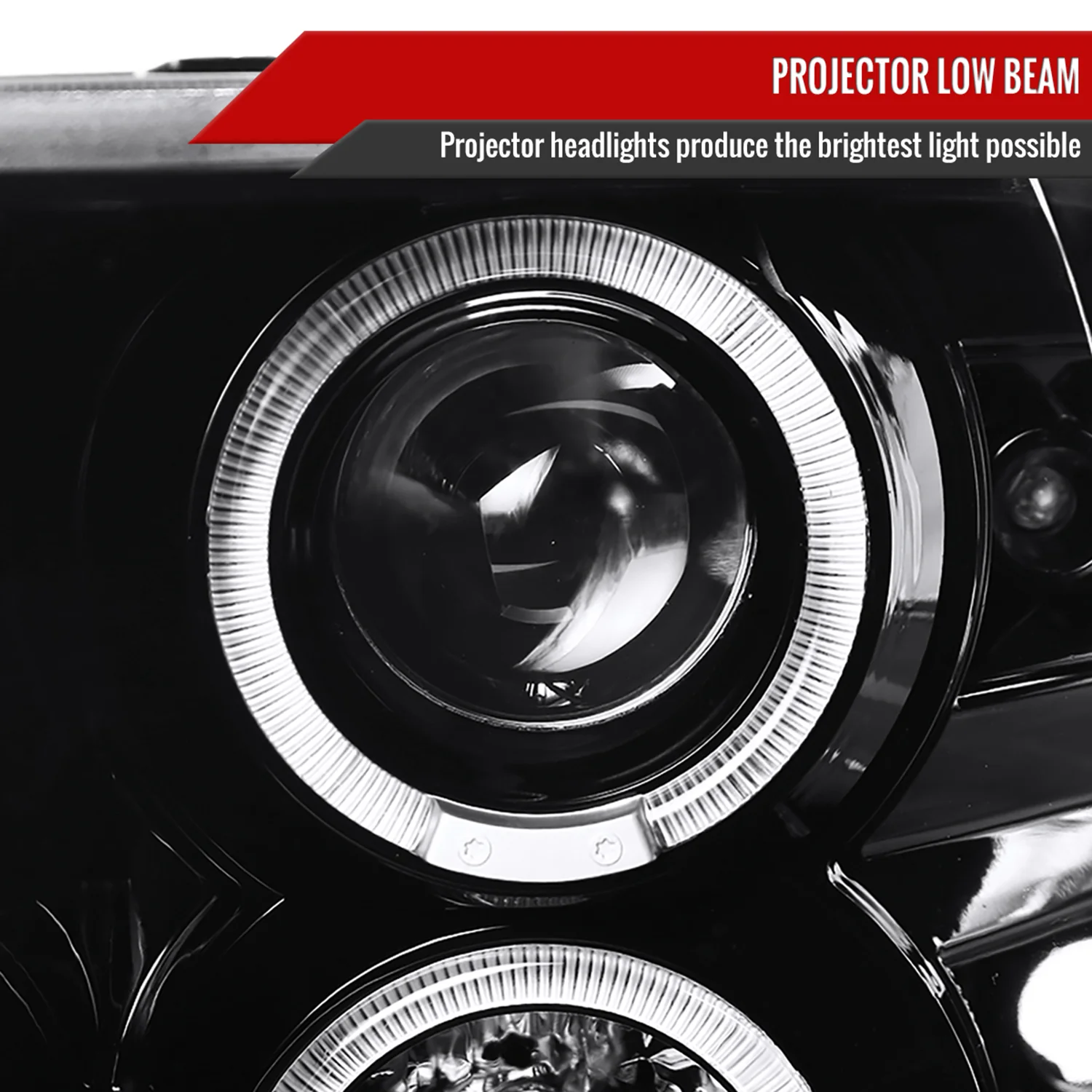 2009-2018 Dodge RAM 1500 / RAM 2500 3500 Dual Halo Headlights Jet Black - Image 3