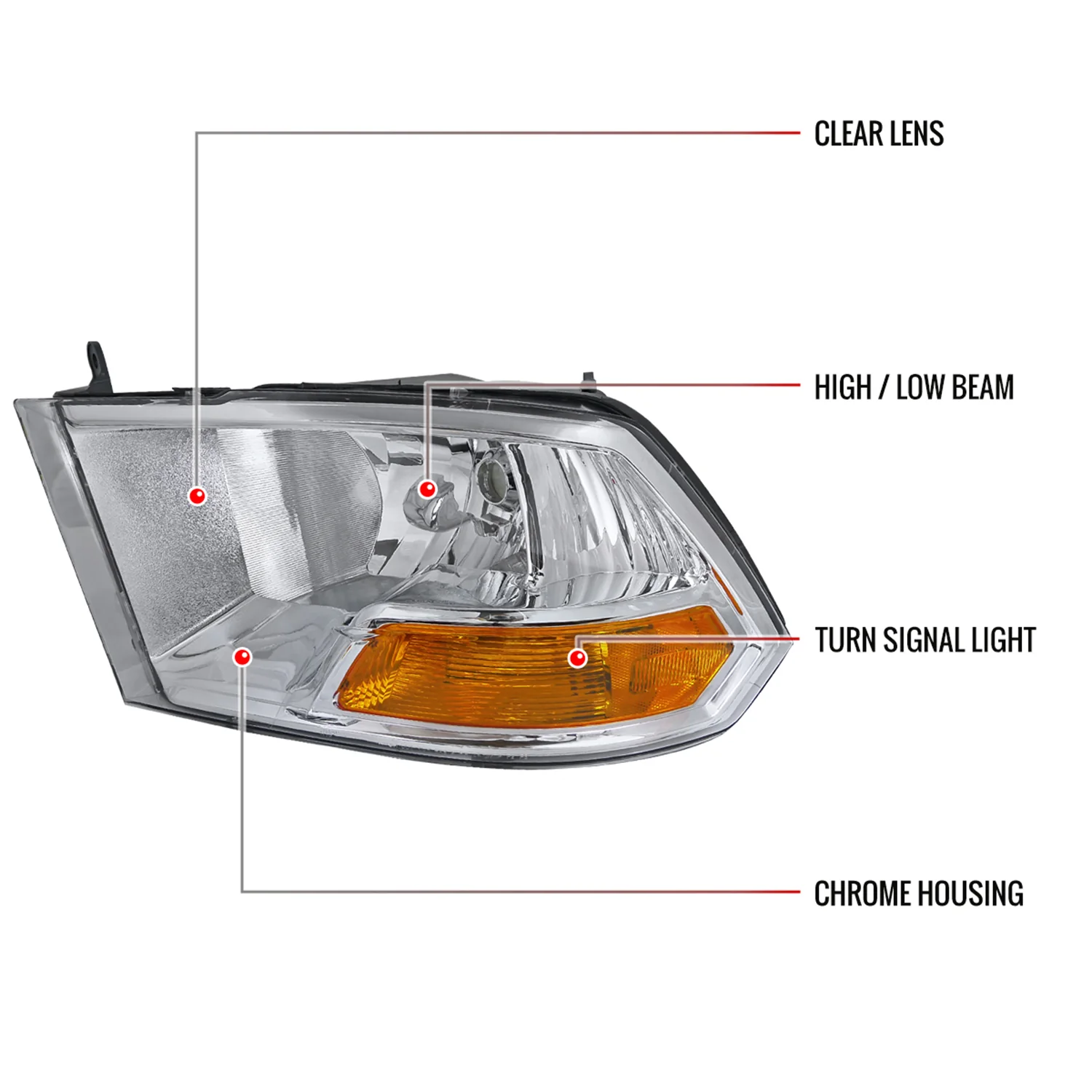 2009-2018 Dodge RAM 1500 / RAM 2500 3500 Factory Dual Headlights Chrome - Image 8