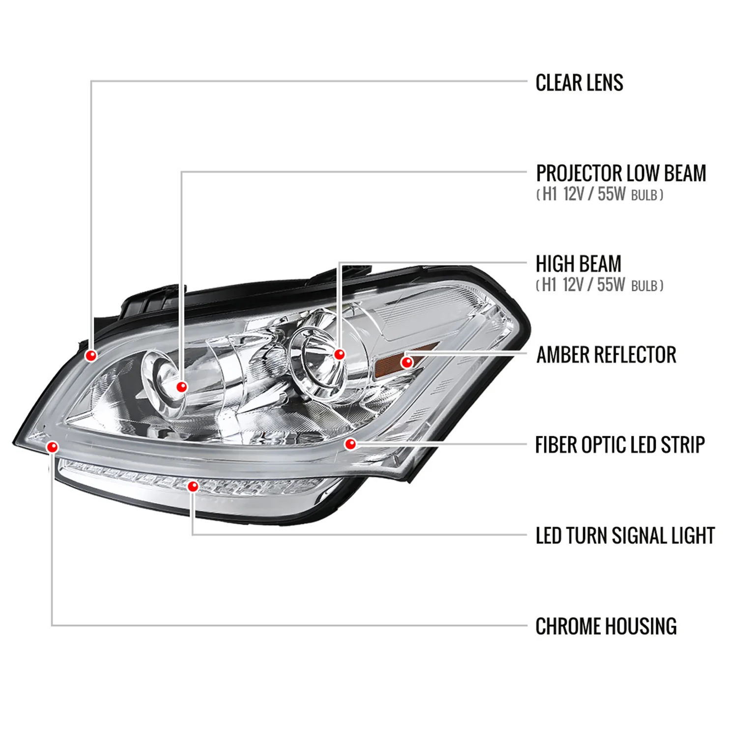 2010-2011 Kia Soul Projector Headlights LED Light Bar&LED Signal Lights Chrome - Image 8