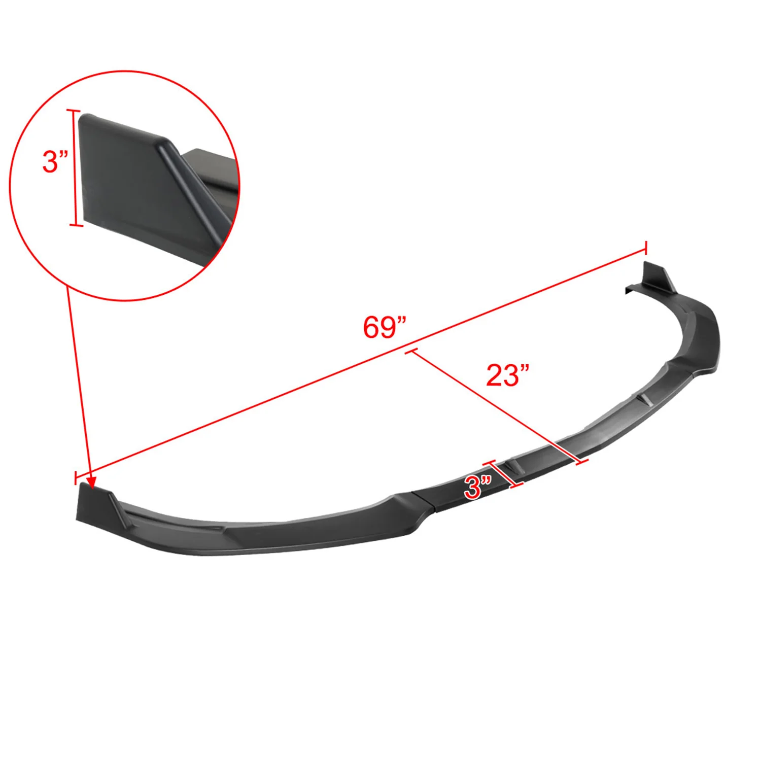 2010-2011 Mazda 3 S-Sport Matte Black 3Pcs Front Bumper Lip Splitter Kit - Image 2