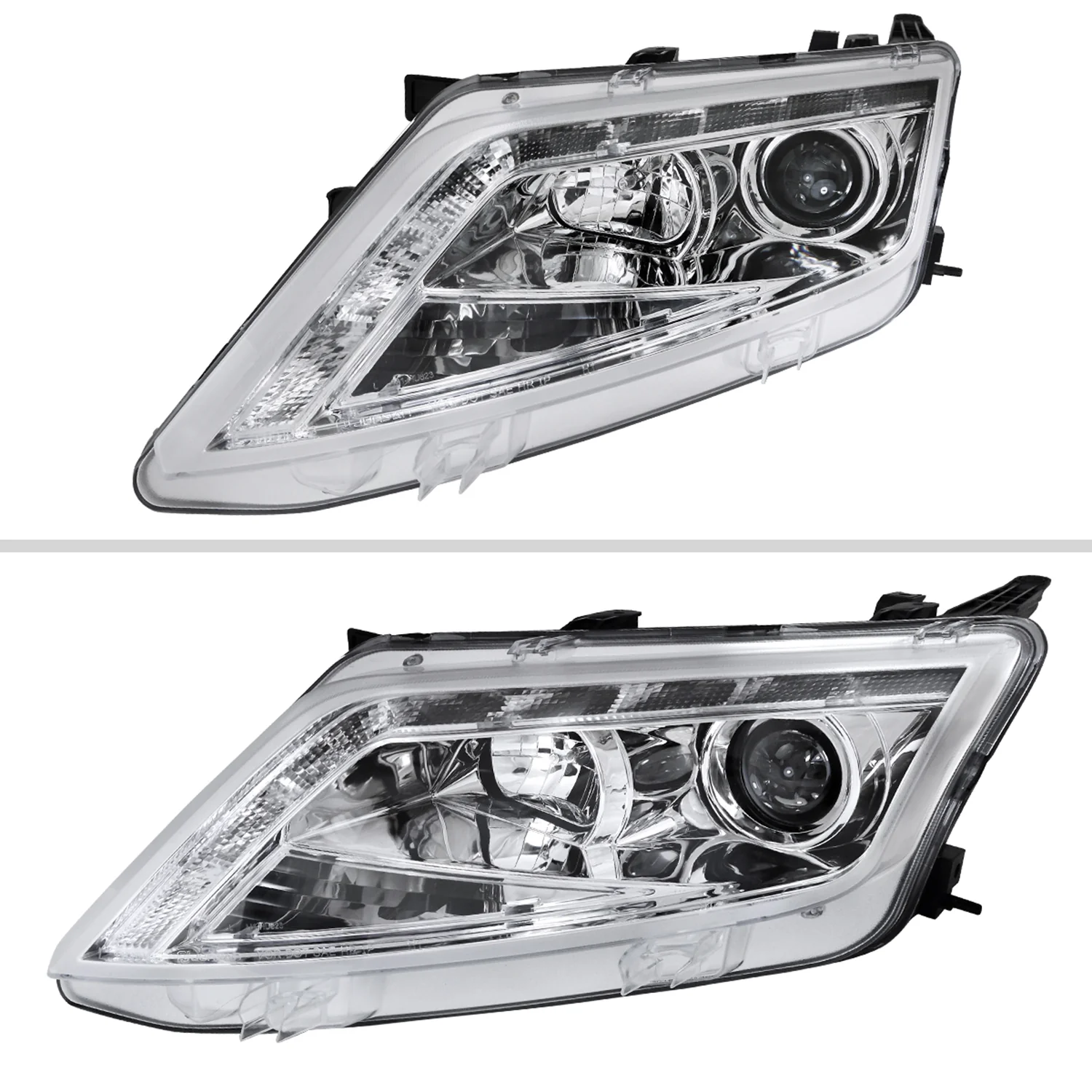 2010-2012 Ford Fusion Projector Headlights w/ LED Light Strip Chrome/Clear - Image 2