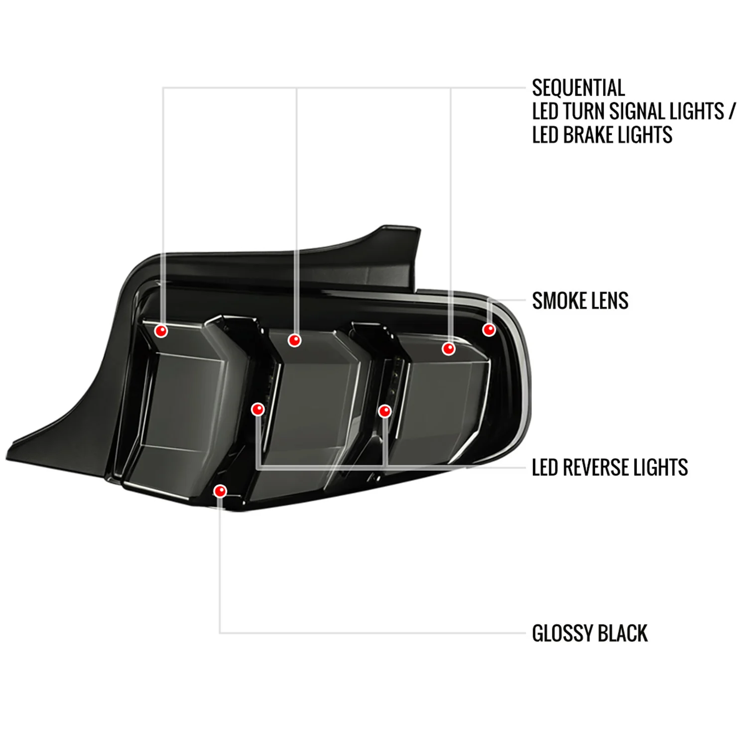 2010-2012 Ford Mustang Sequential LED Tail Lights Glossy Black/Smoke Lens - Image 8