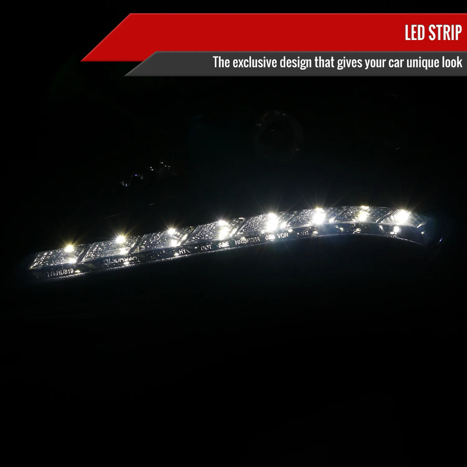 2010-2012 Hyundai Genesis Coupe R8 LED Projector Headlights Black/Smoke Lens - Image 2