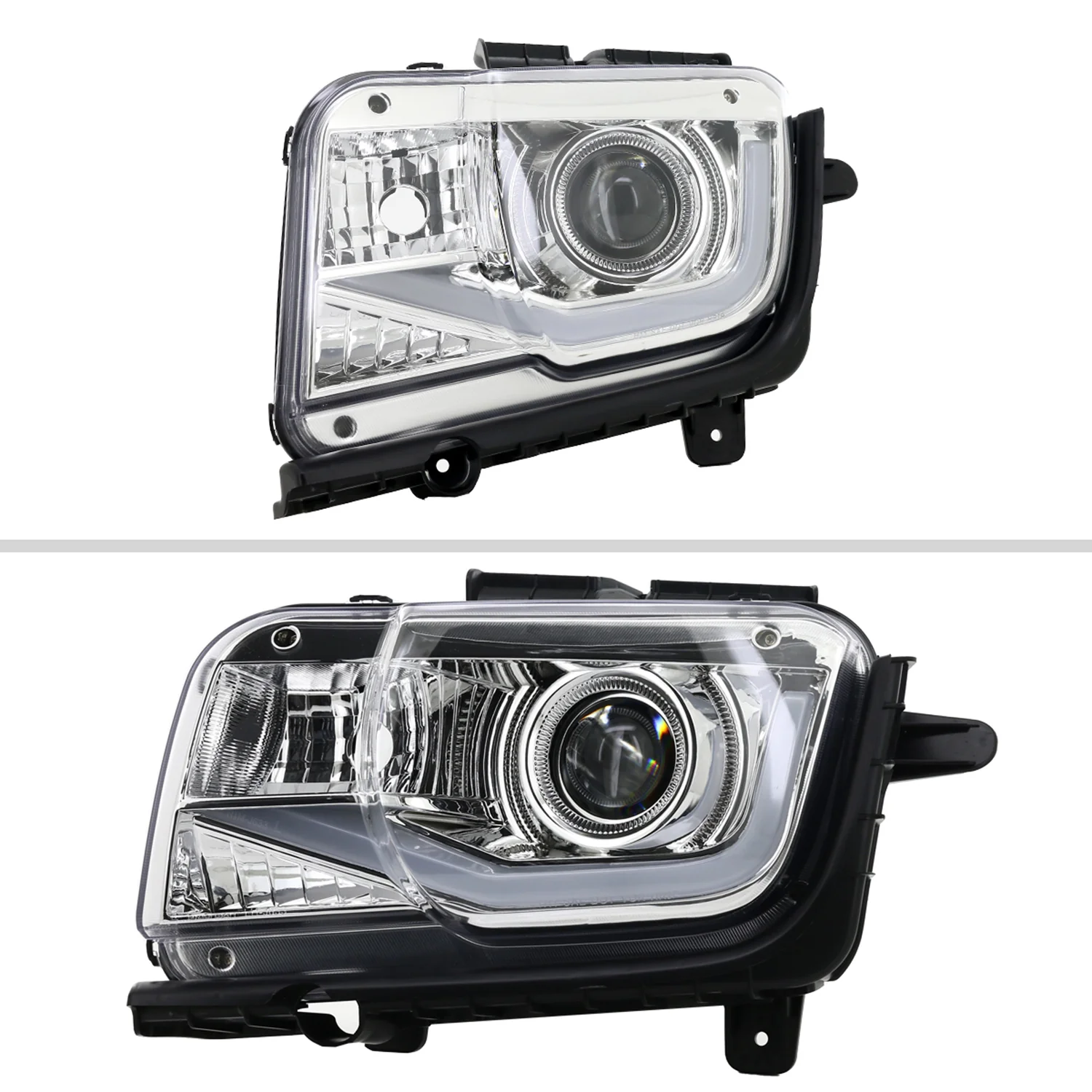 2010-2013 Chevy Camaro LED Bar Projector Headlights Chrome/Clear Lens - Image 2