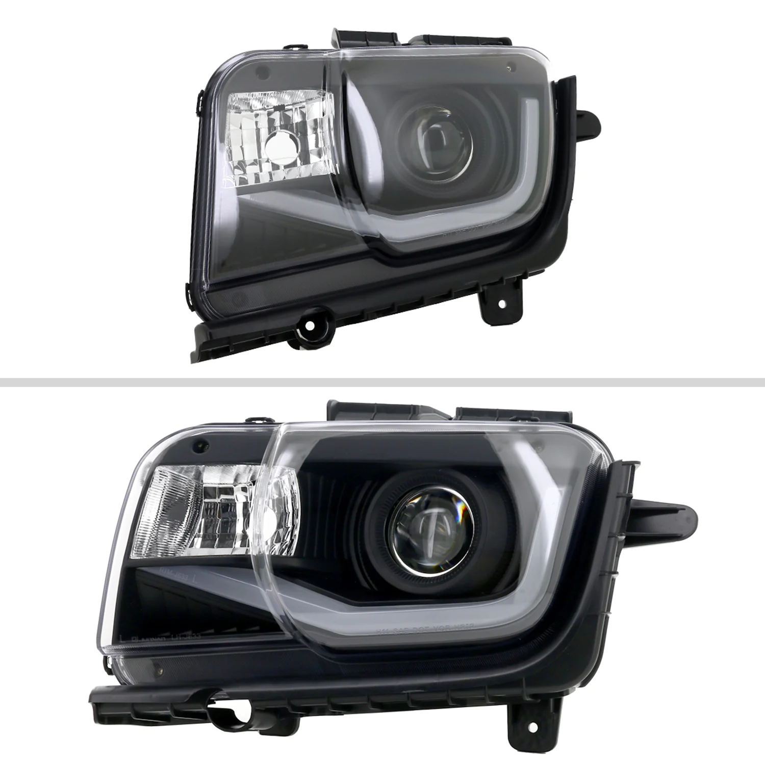 2010-2013 Chevy Camaro LED Bar Projector Headlights Matte Black/Clear Lens - Image 2