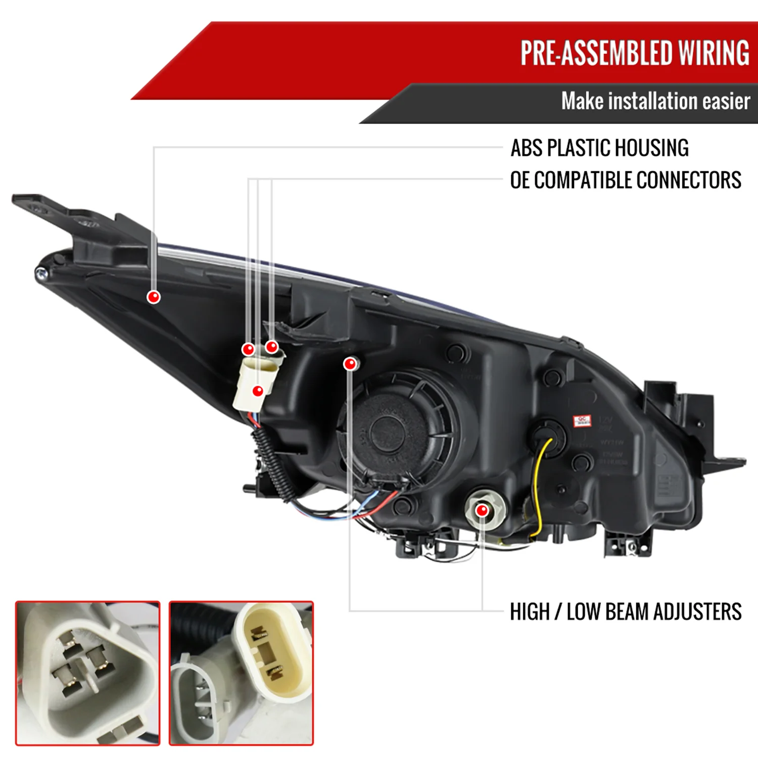 2010-2013 Mazda 3 Projector Headlights w/ LED Light Strip Chrome/Clear Lens - Image 7