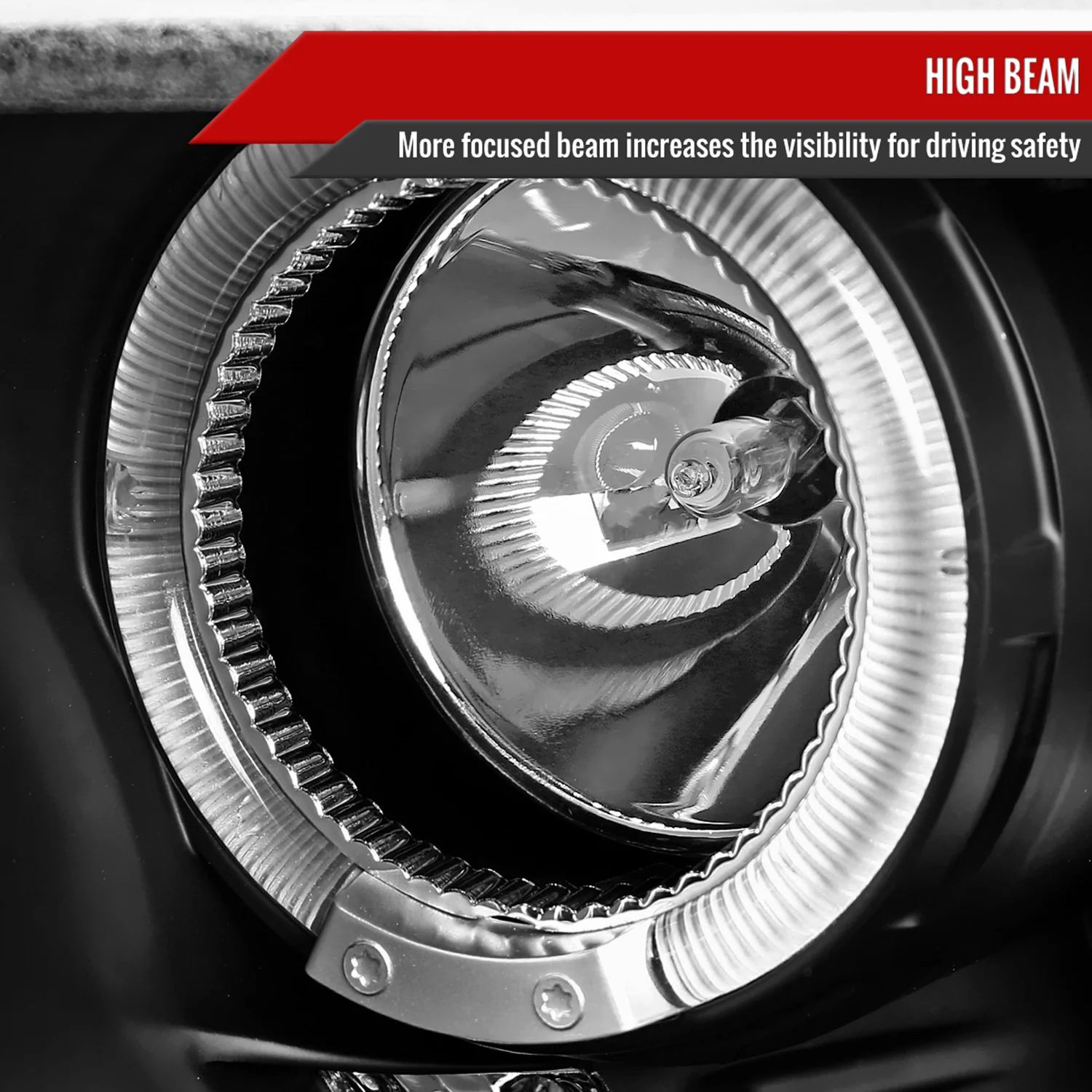 2010-2014 Ford Mustang Dual Halo Projector Headlights Matte Black/Clear Lens - Image 4