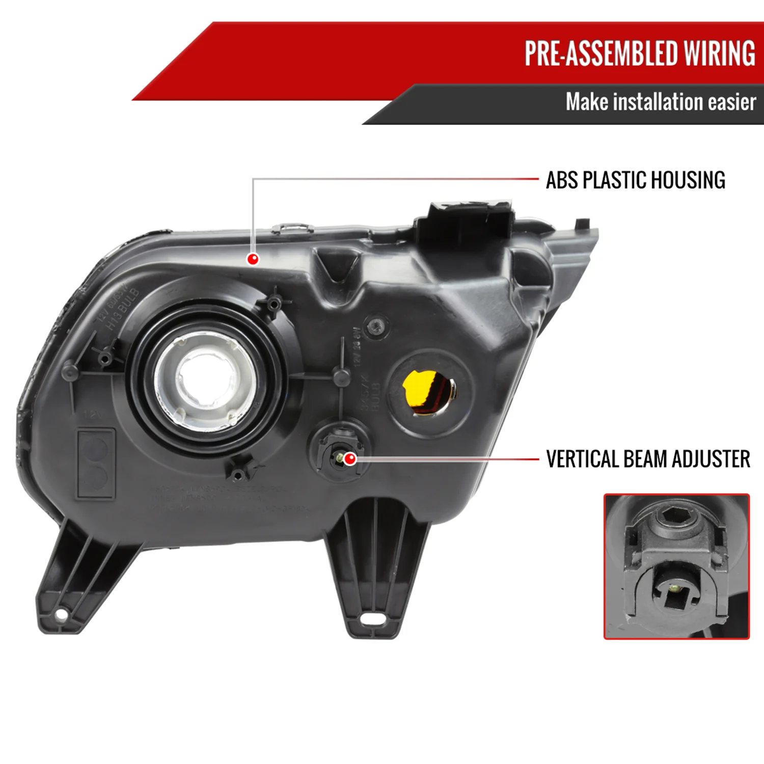 2010-2014 Ford Mustang Factory Style Headlights Matte Black/Clear Lens - Image 7