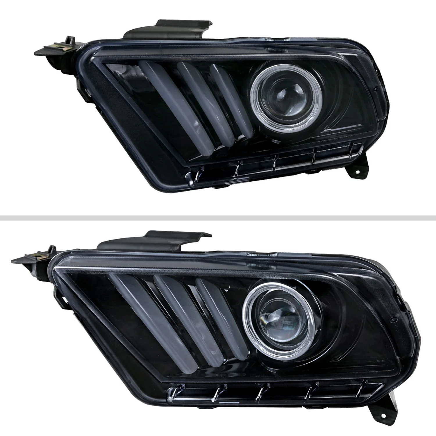 2010-2014 Ford Mustang LED Bar Projector Headlights Turn Signals Black - Image 3