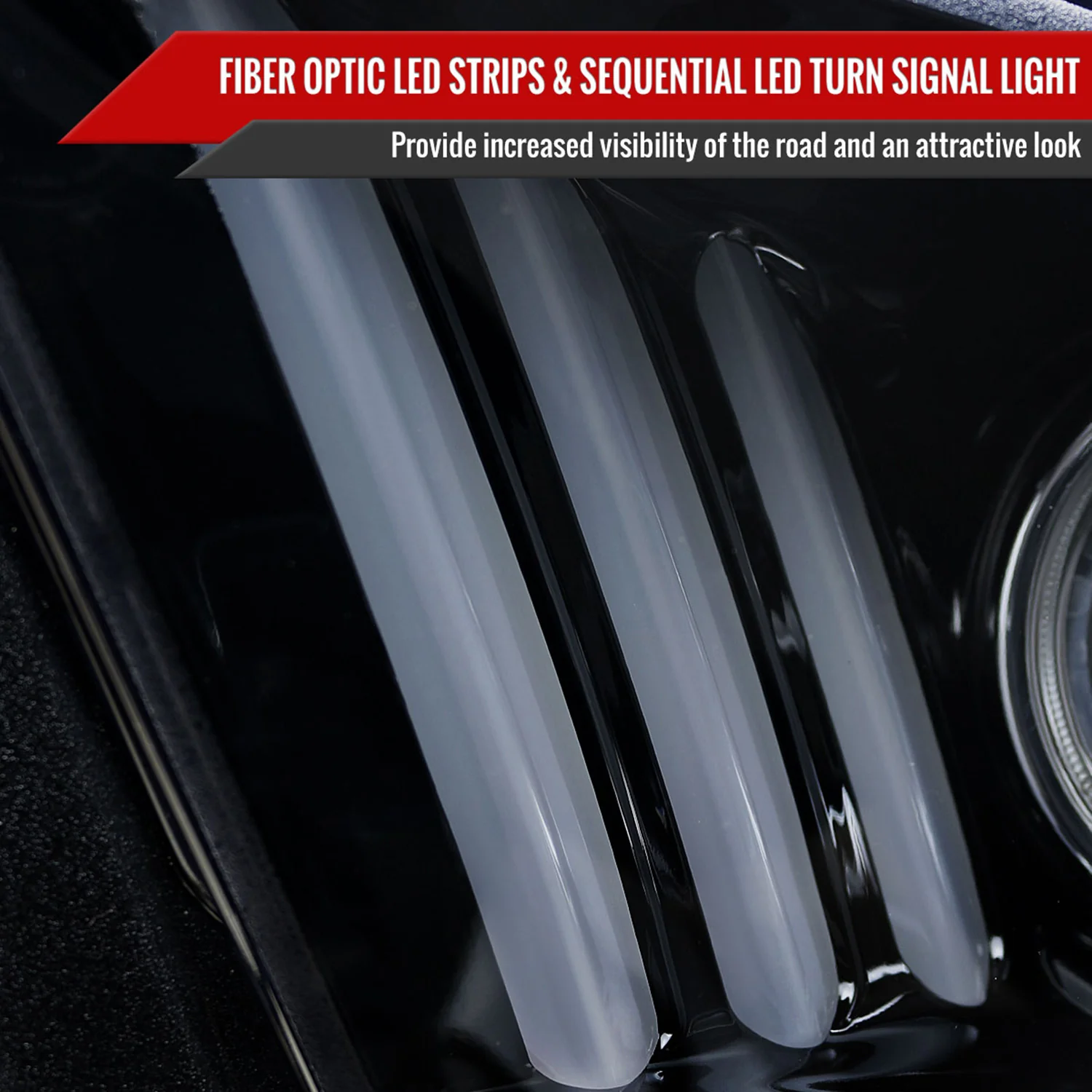 2010-2014 Ford Mustang LED Bar Projector Headlights Turn Signals Black - Image 5