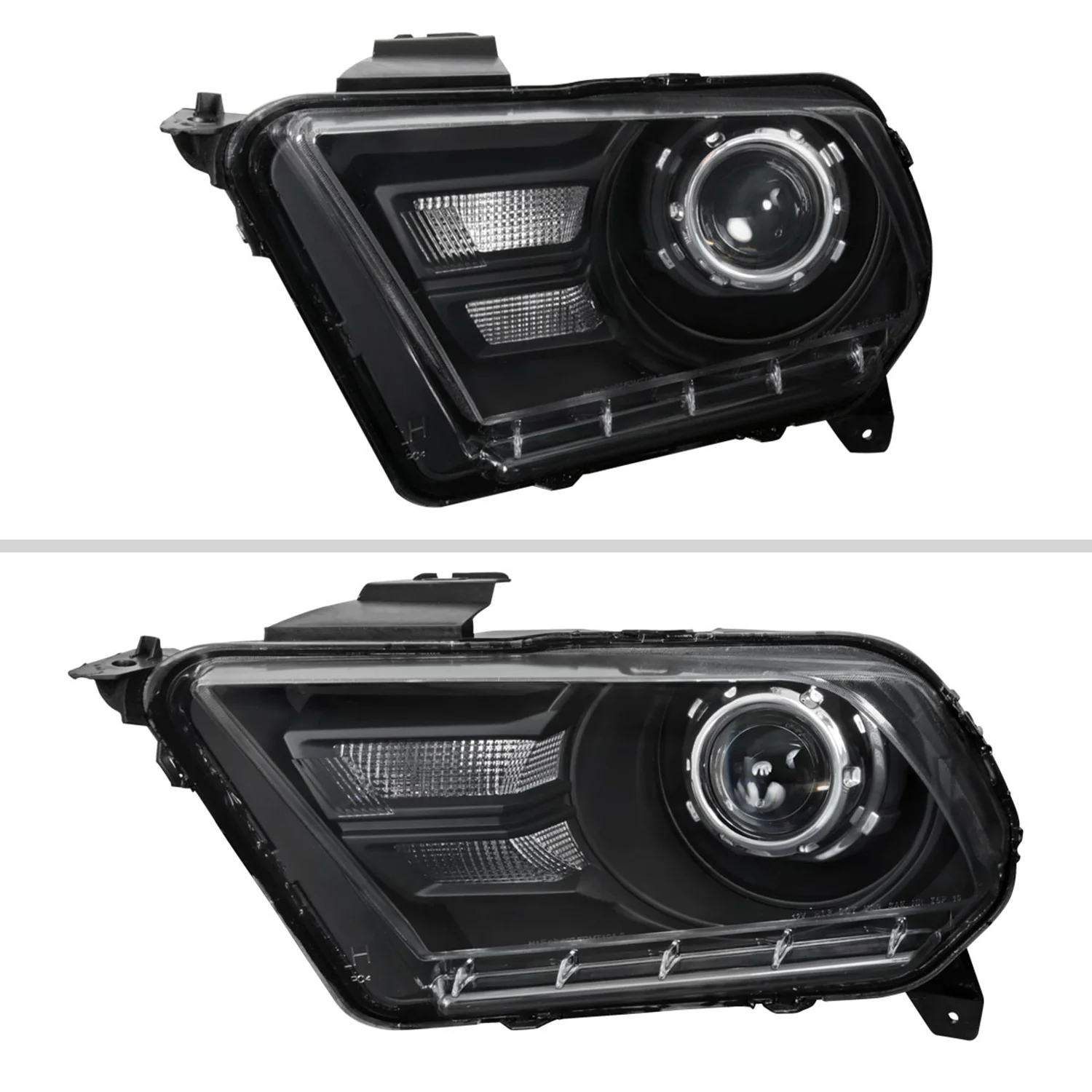 2010-2014 Ford Mustang Retrofit Style Projector Headlights Matte Black/Clear - Image 2