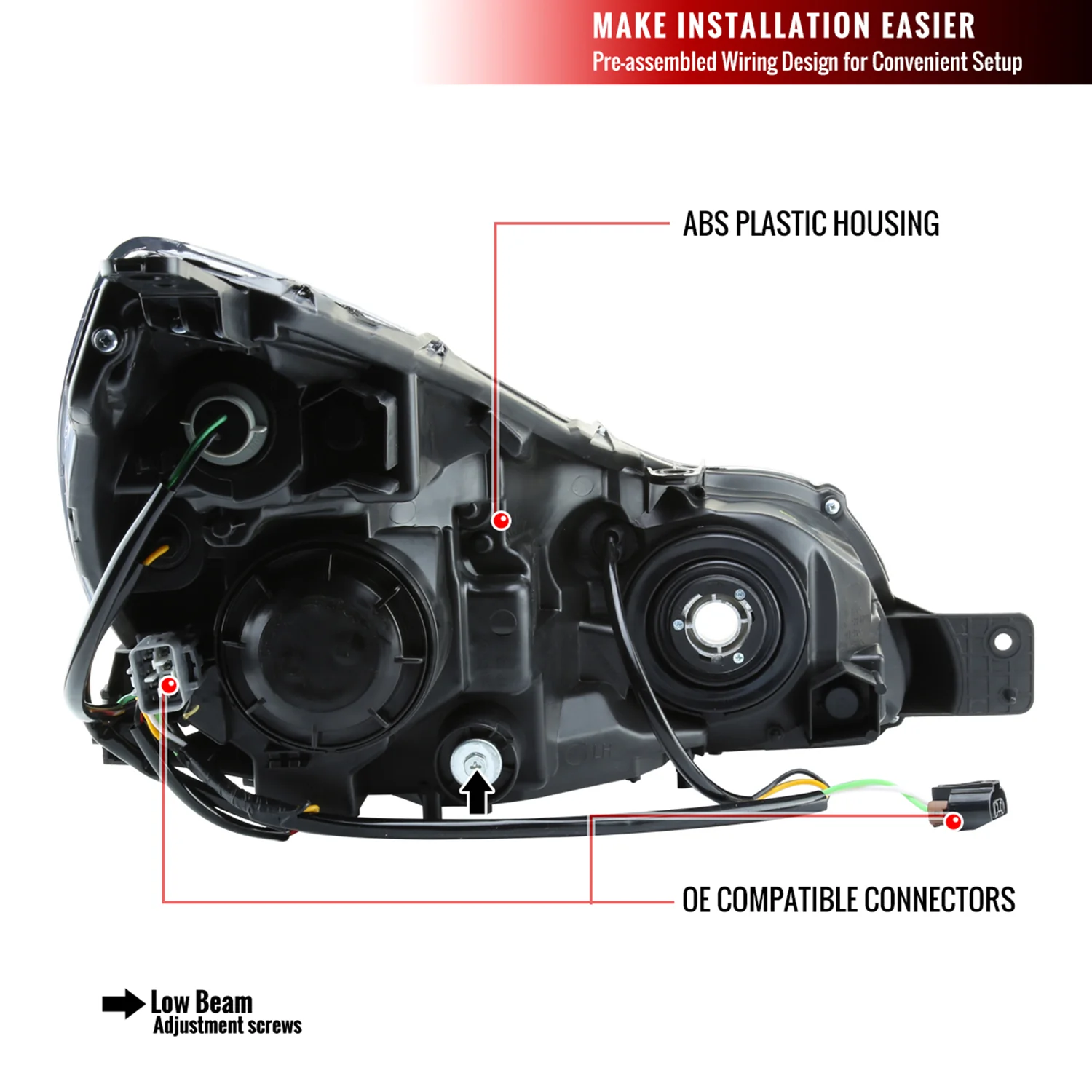 2010-2014 Subaru Legacy/Outback Projector Headlights Matte Black/Clear Lens - Image 9