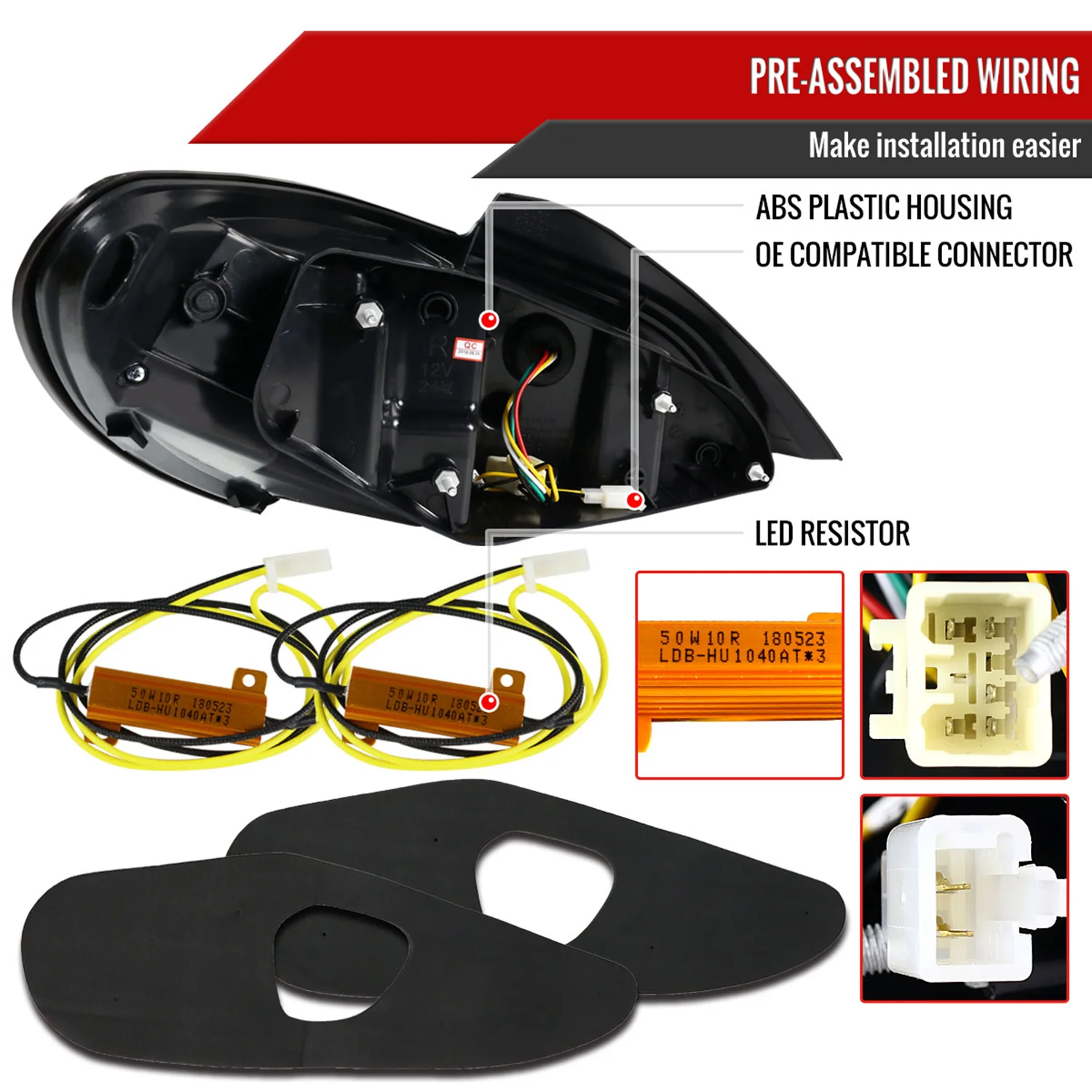 2010-2016 Hyundai Genesis Coupe White Bar LED Tail Lights Chrome/Red Smoke - Image 7