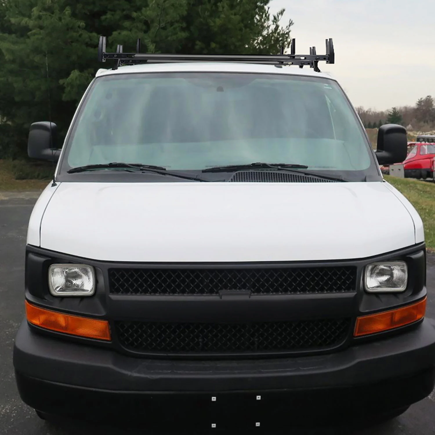 2010-2019 Ford Transit/Nissan NV Glossy Black Steel 3 Bar Roof Ladder Racks - Image 10