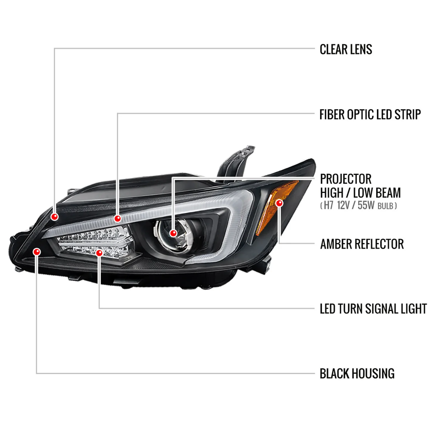 2011-2013 Scion tC LED Bar Projector Headlights LED Turn Signal Lights Black - Image 8