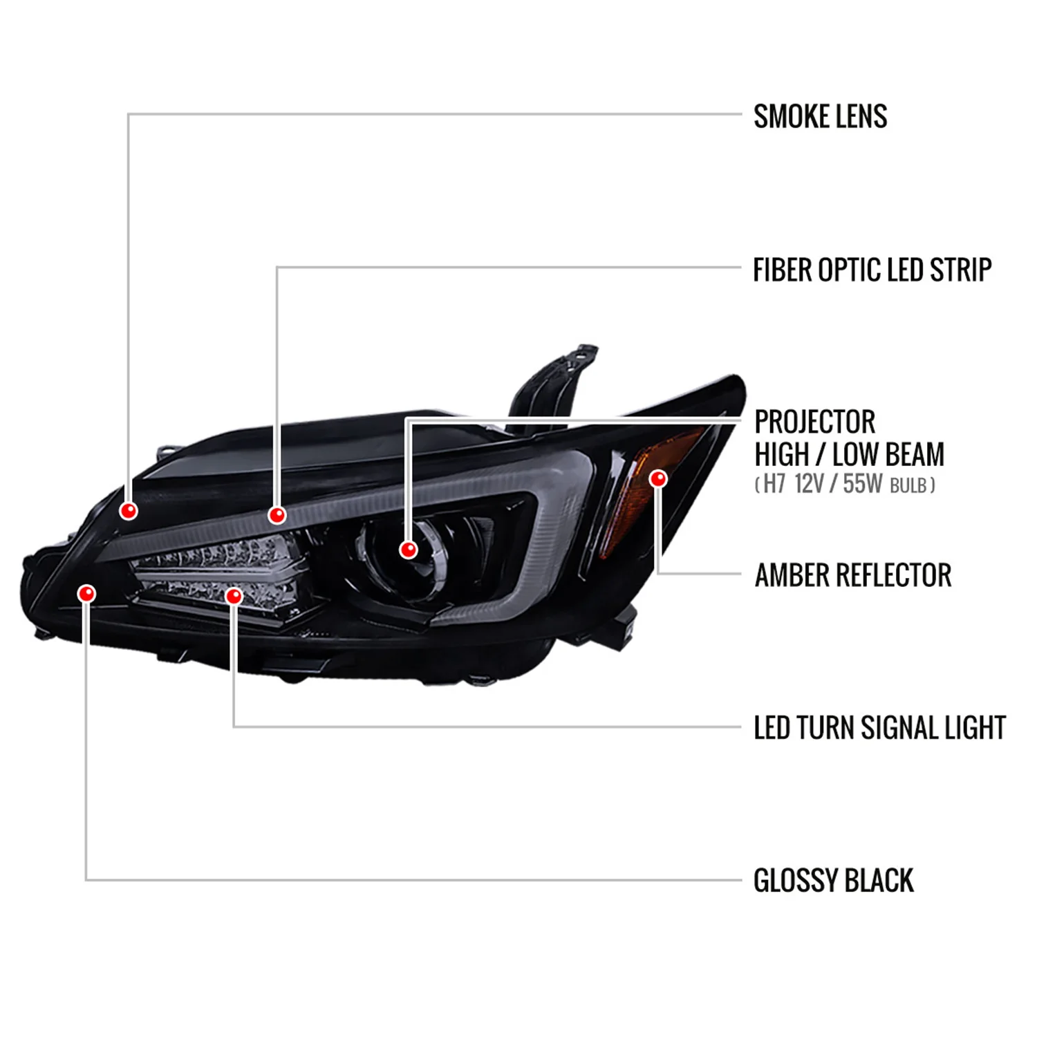 2011-2013 Scion tC LED Bar Projector Headlights LED Turn Signal Lights Black - Image 8