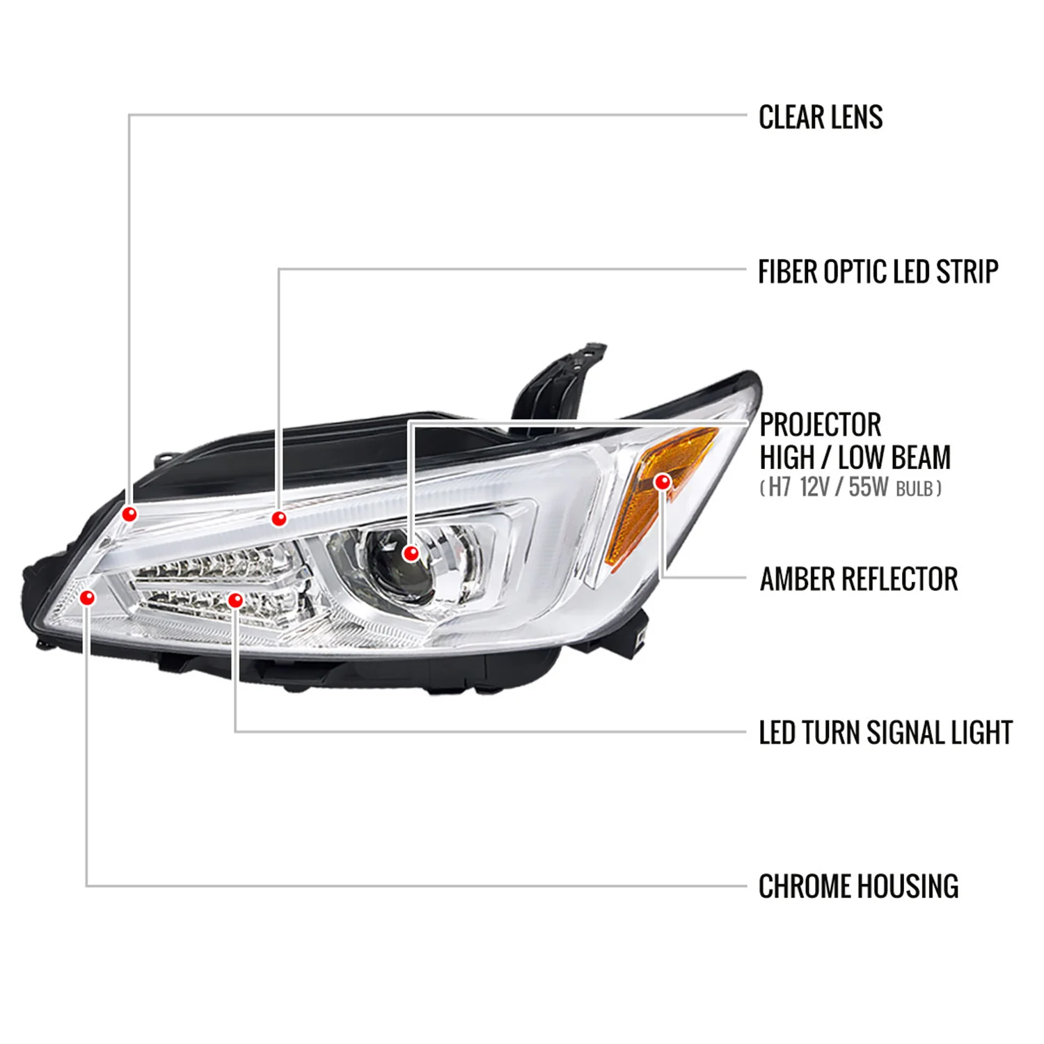 2011-2013 Scion tC LED Bar Projector Headlights LED Turn Signal Lights Chrome - Image 8