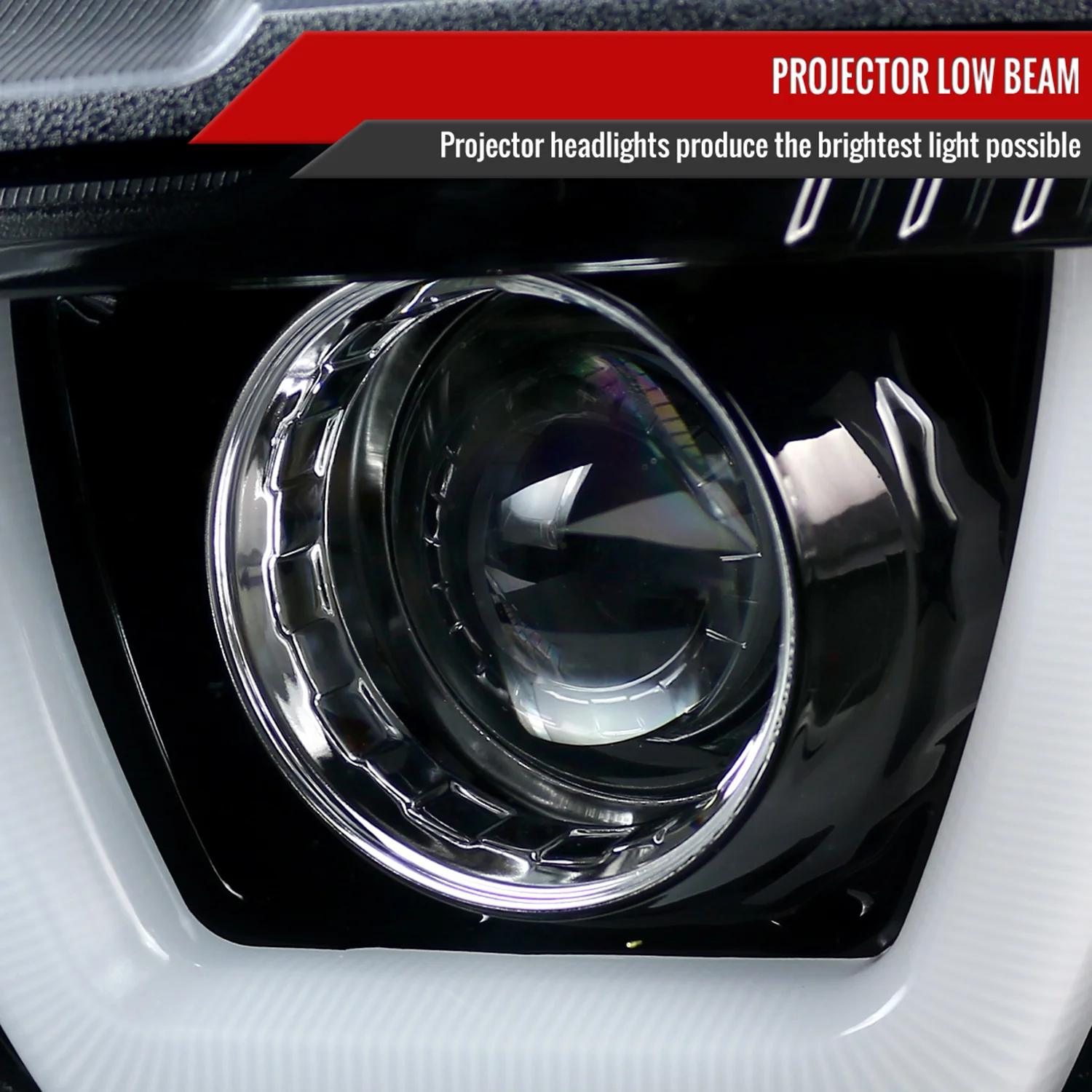 2011-2014 Dodge Charger Dual LED U-Bar Projector Headlights Jet Black/Clear - Image 2