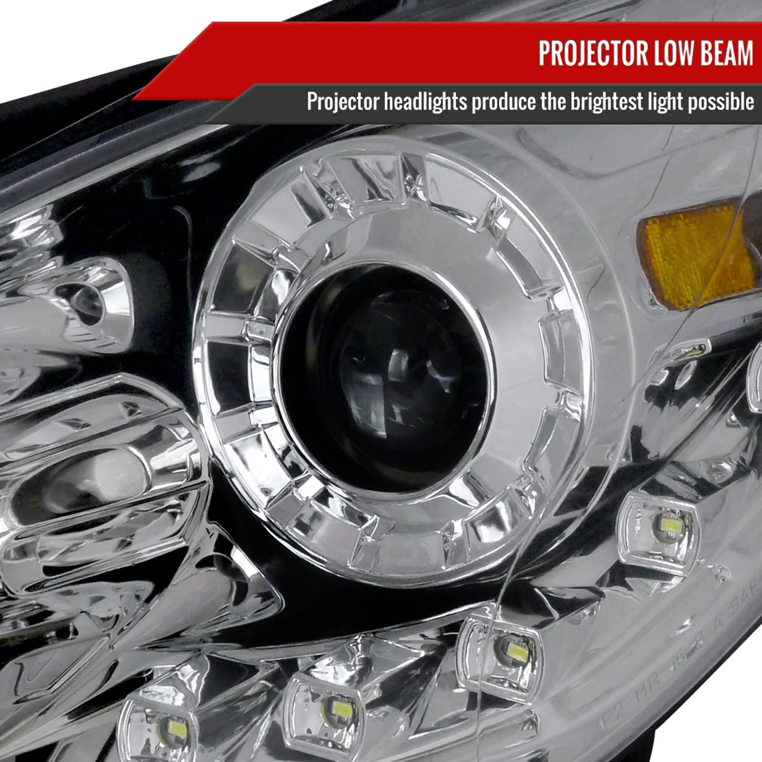 2011-2014 Hyundai Sonata Projector Headlights SMD LED Light Strip Chrome/Clear - Image 3