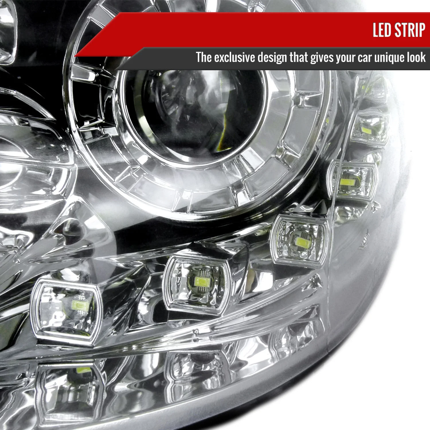 2011-2014 Hyundai Sonata Projector Headlights SMD LED Light Strip Chrome/Clear - Image 5