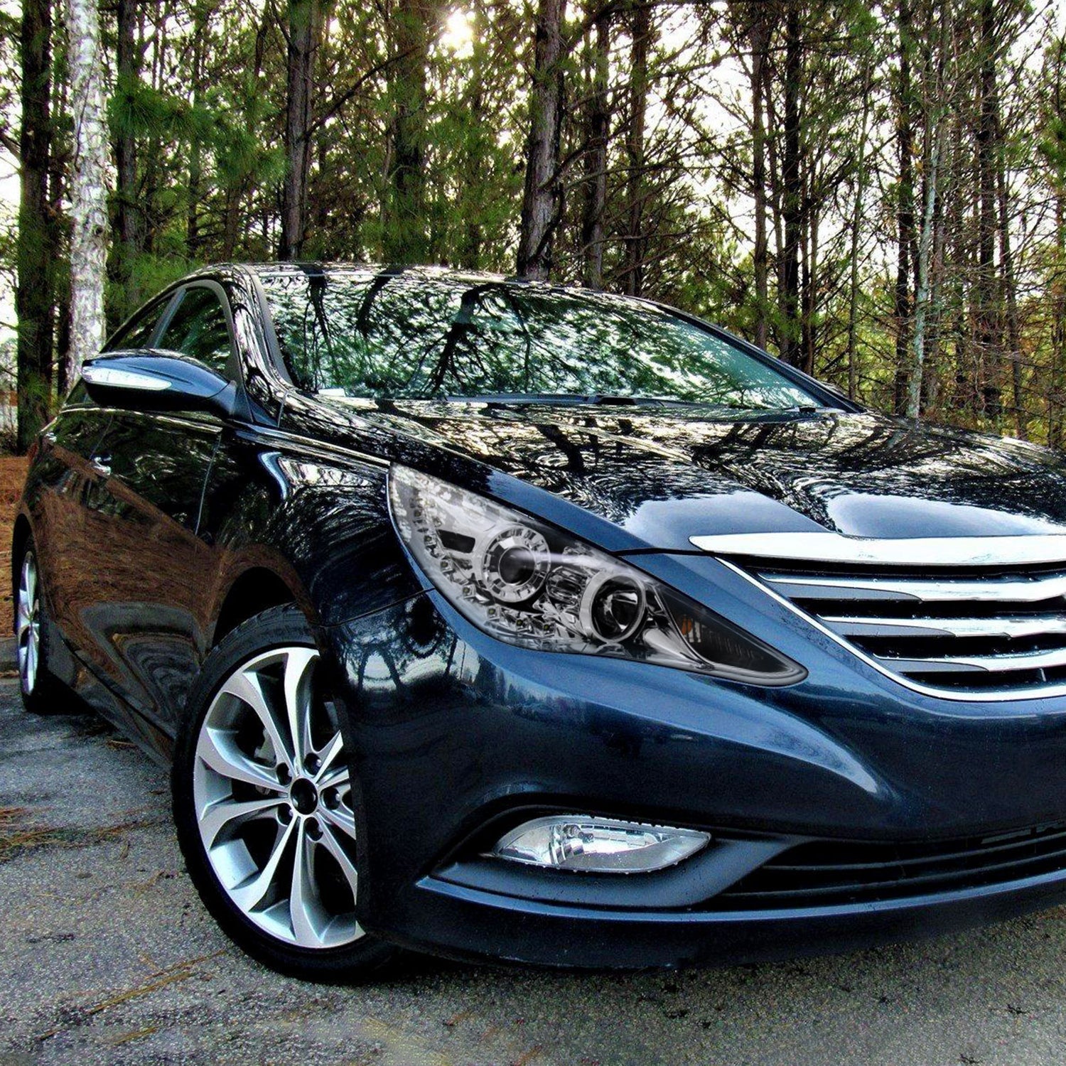 2011-2014 Hyundai Sonata Projector Headlights SMD LED Light Strip Chrome/Clear - Image 9