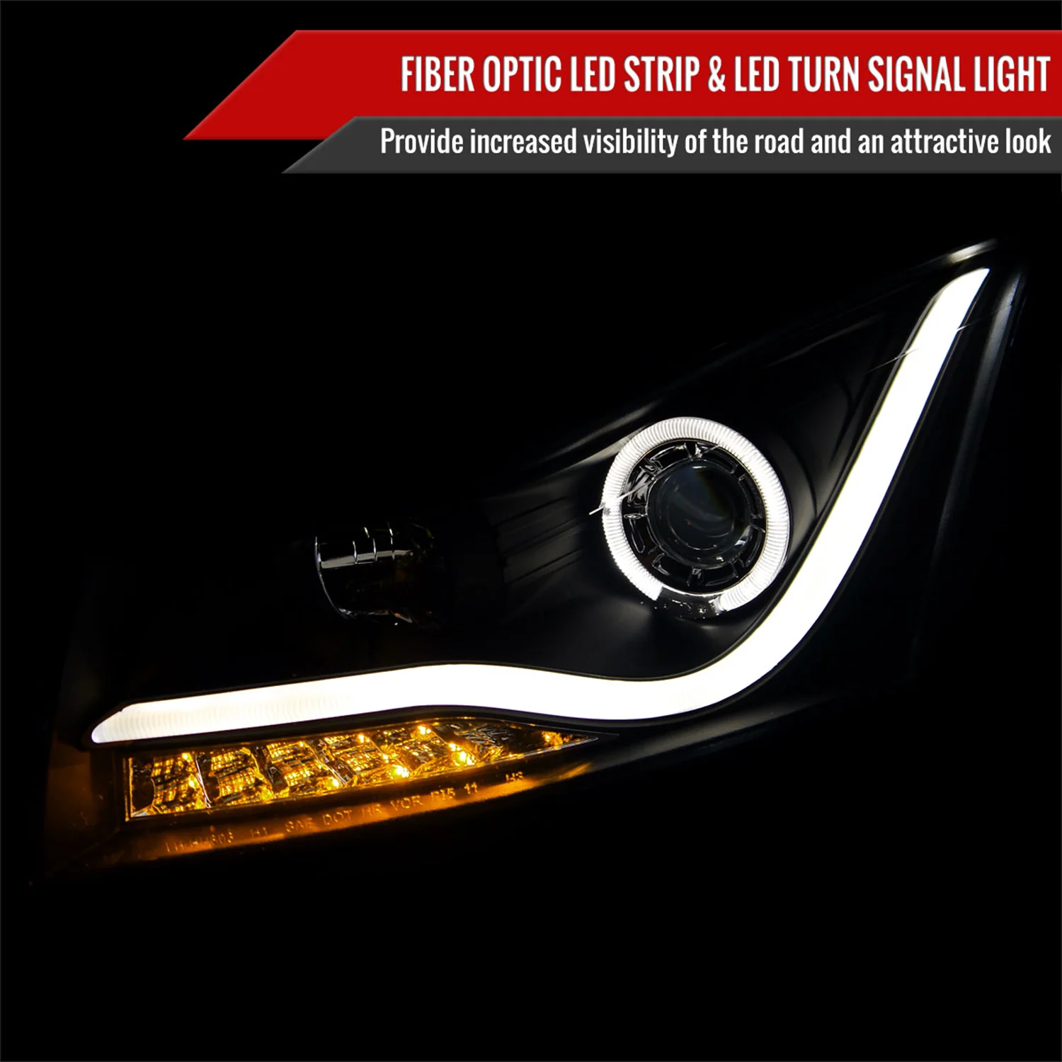 2011-2015 Chevy Cruze / 16 Cruze Limited Headlights LED Light & Signal Black - Image 2