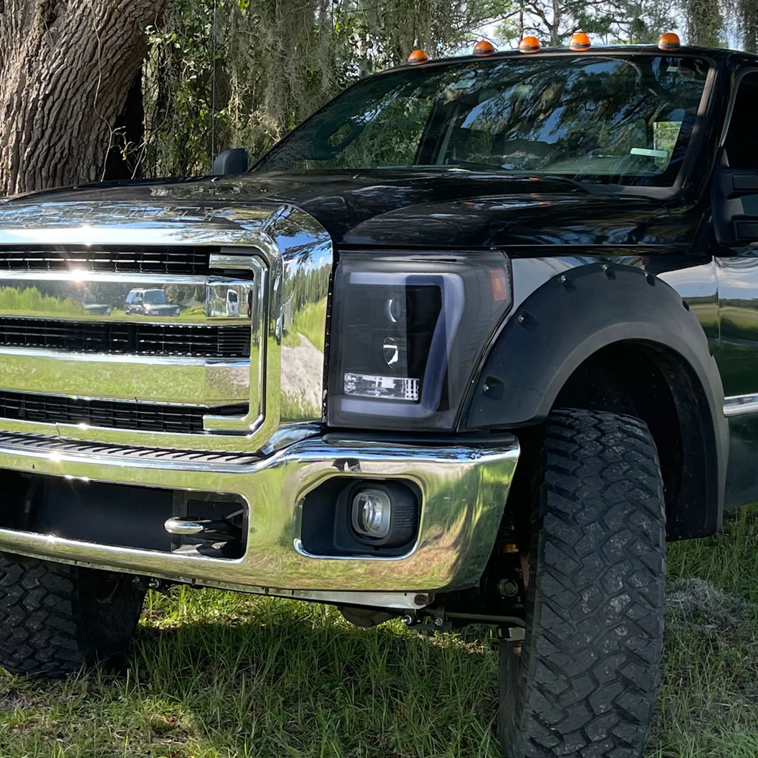 2011-2016 F-250/350/450/550 LED C-Bar Projector Headlights Glossy Black/Smoke - Image 9