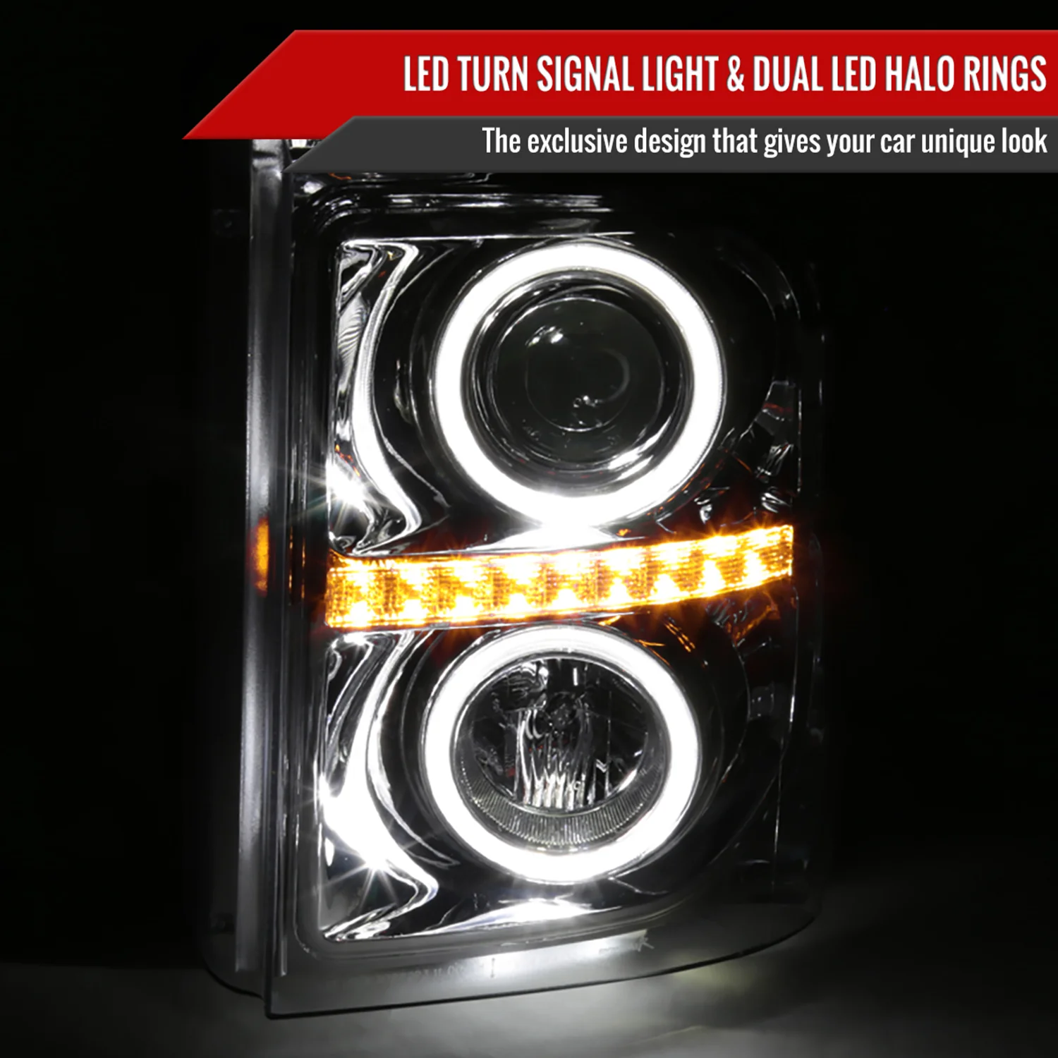 2011-2016 F-250 F-350 F-450 F-550 Dual Halo Headlights LED Signal Chrome - Image 2