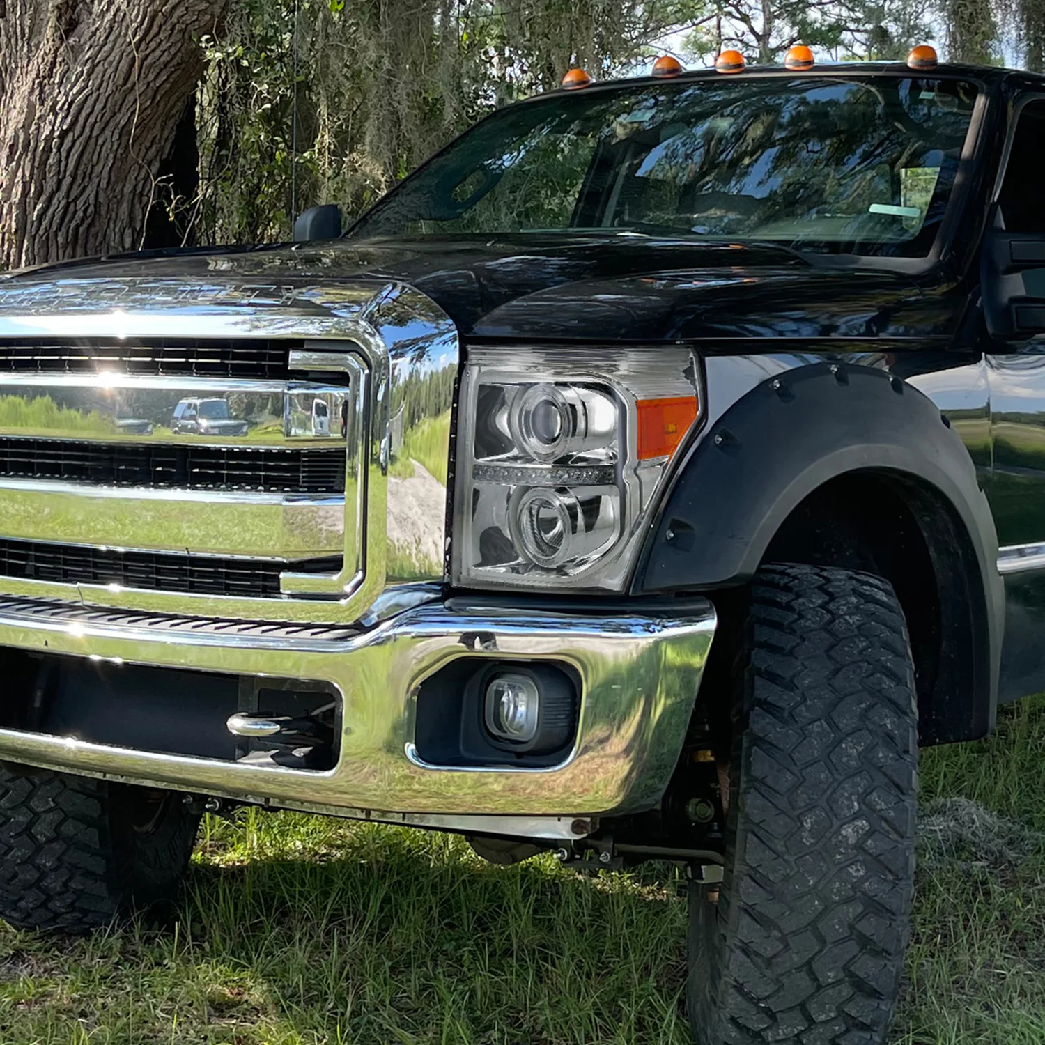 2011-2016 F-250 F-350 F-450 F-550 Dual Halo Headlights LED Signal Chrome - Image 9