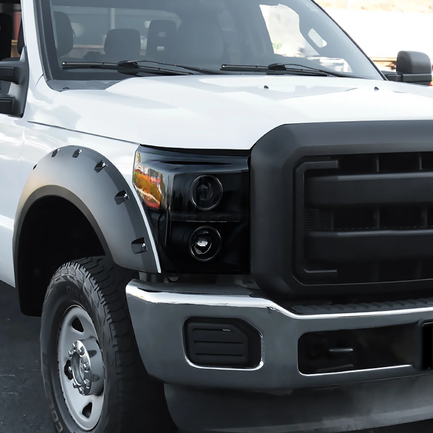 2011-2016 F-250 F-350 F-450 F-550 Dual Halo Headlights LED Signal Lights Smoke - Image 9