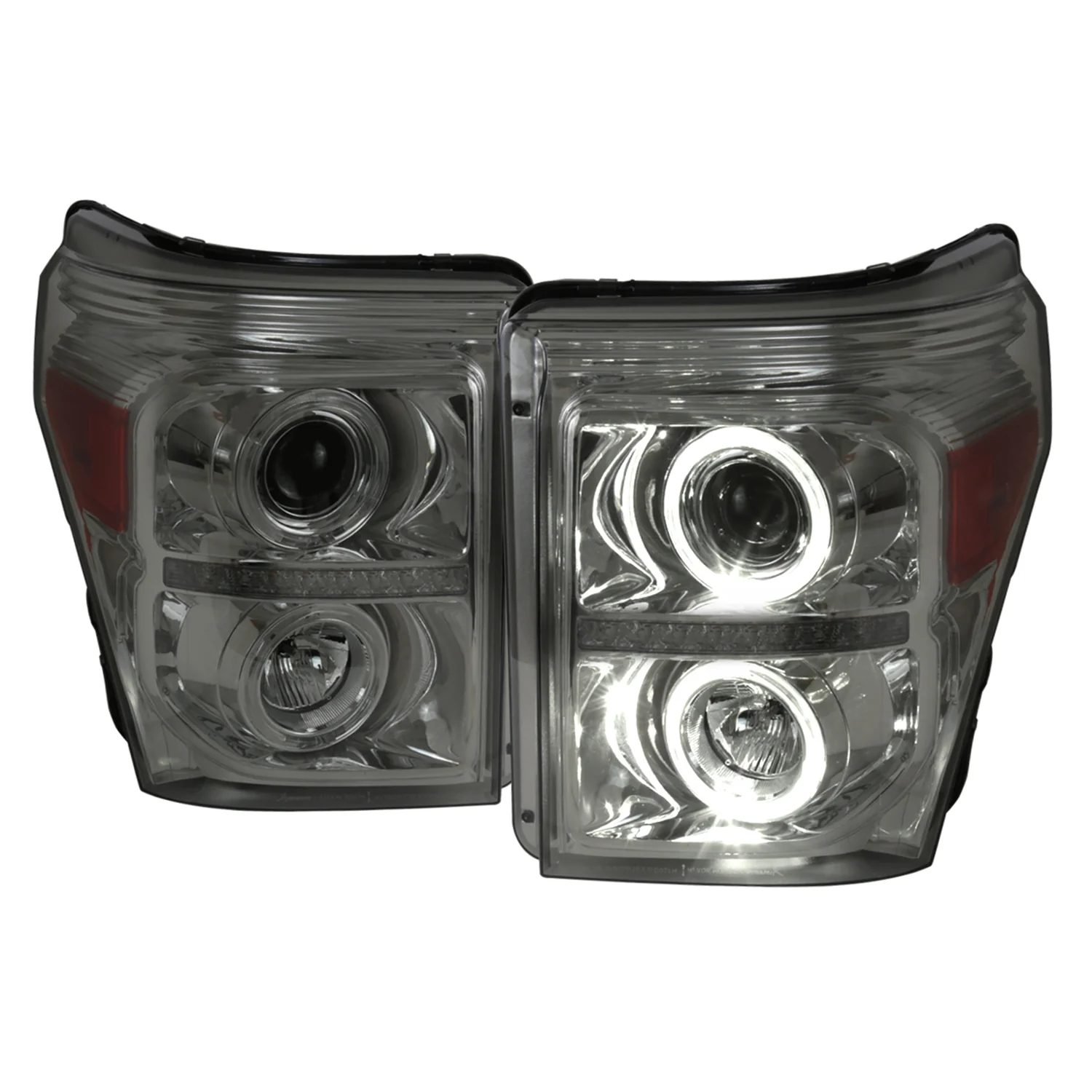 2011-2016 F-250 F-350 F-450 F-550 Dual Halo Headlights LED Signal Smoke